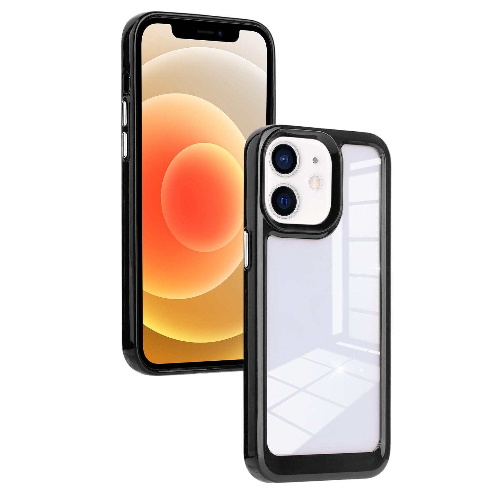 For iPhone 12 Solid Solor TPU Space Acrylic Phone Case(Black) For iPhone 12 Solid Solor TPU Space Acrylic Phone Case(Black)
