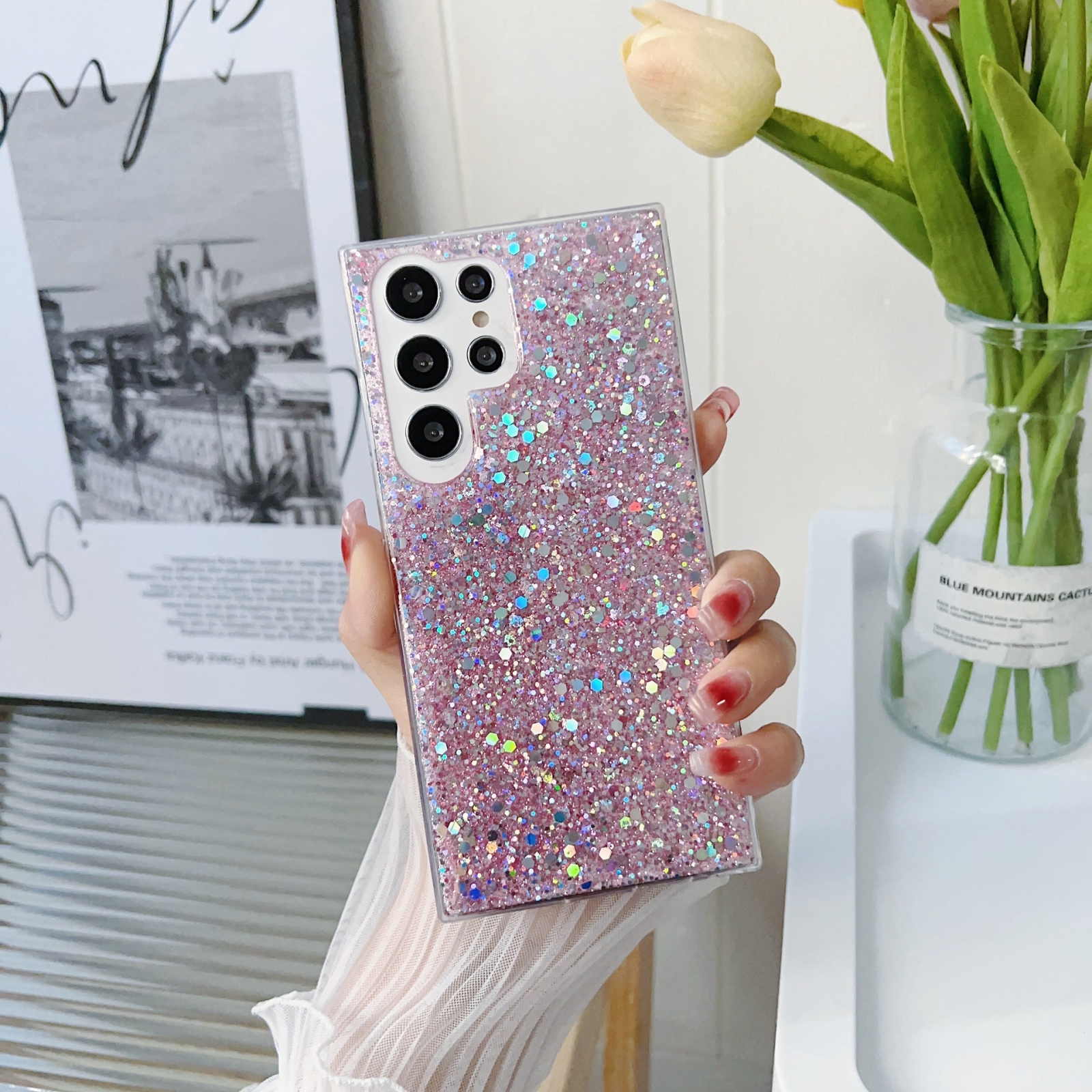 For Samsung Galaxy S22 Ultra 5G Glitter Sequins Epoxy TPU Phone Case(Pink) For Samsung Galaxy S22 Ultra 5G Glitter Sequins Epoxy TPU Phone Case(Pink)