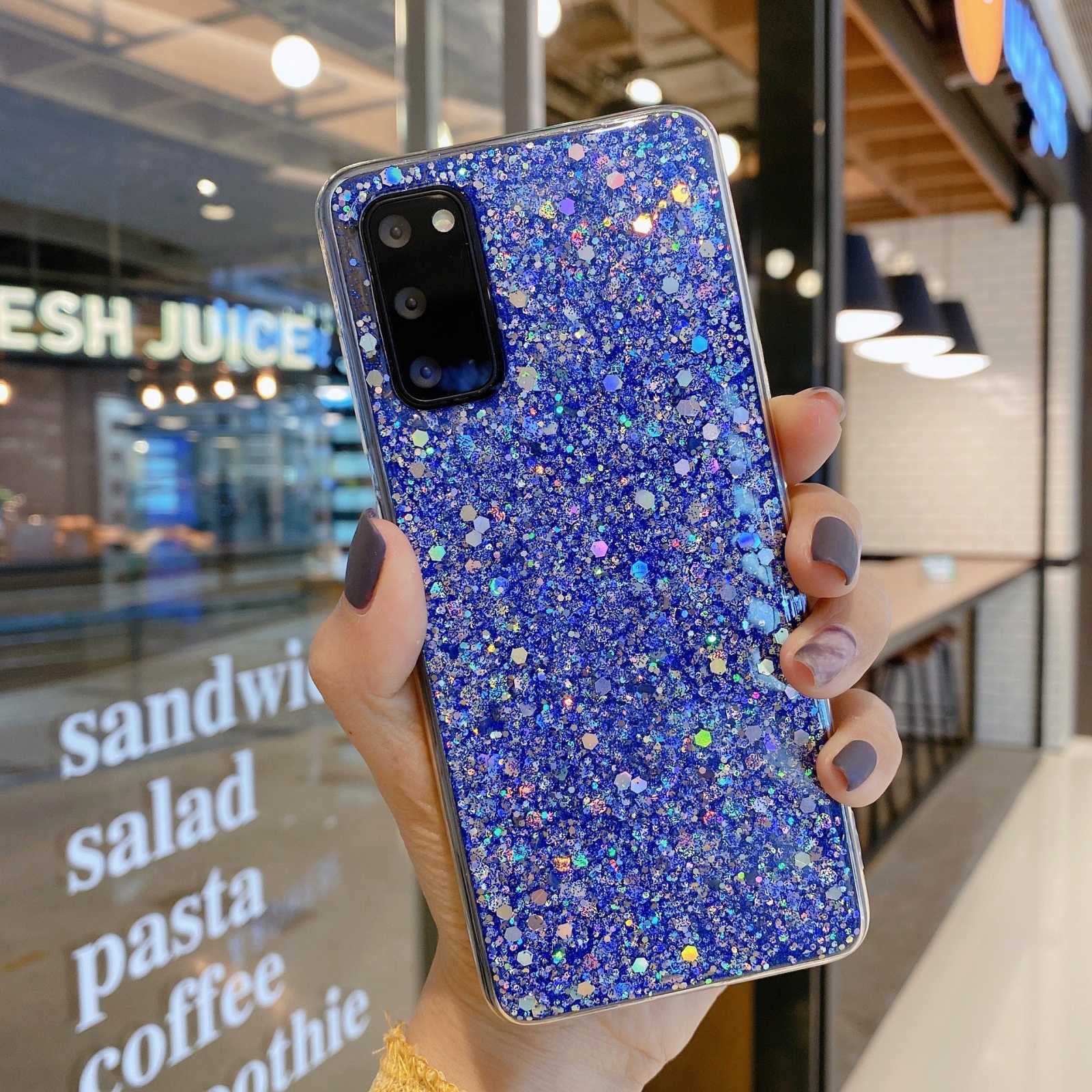 For Samsung Galaxy S23+ 5G Glitter Glitter Drop Glue TPU Phone Case(Blue) For Samsung Galaxy S23+ 5G Glitter Glitter Drop Glue TPU Phone Case(Blue)
