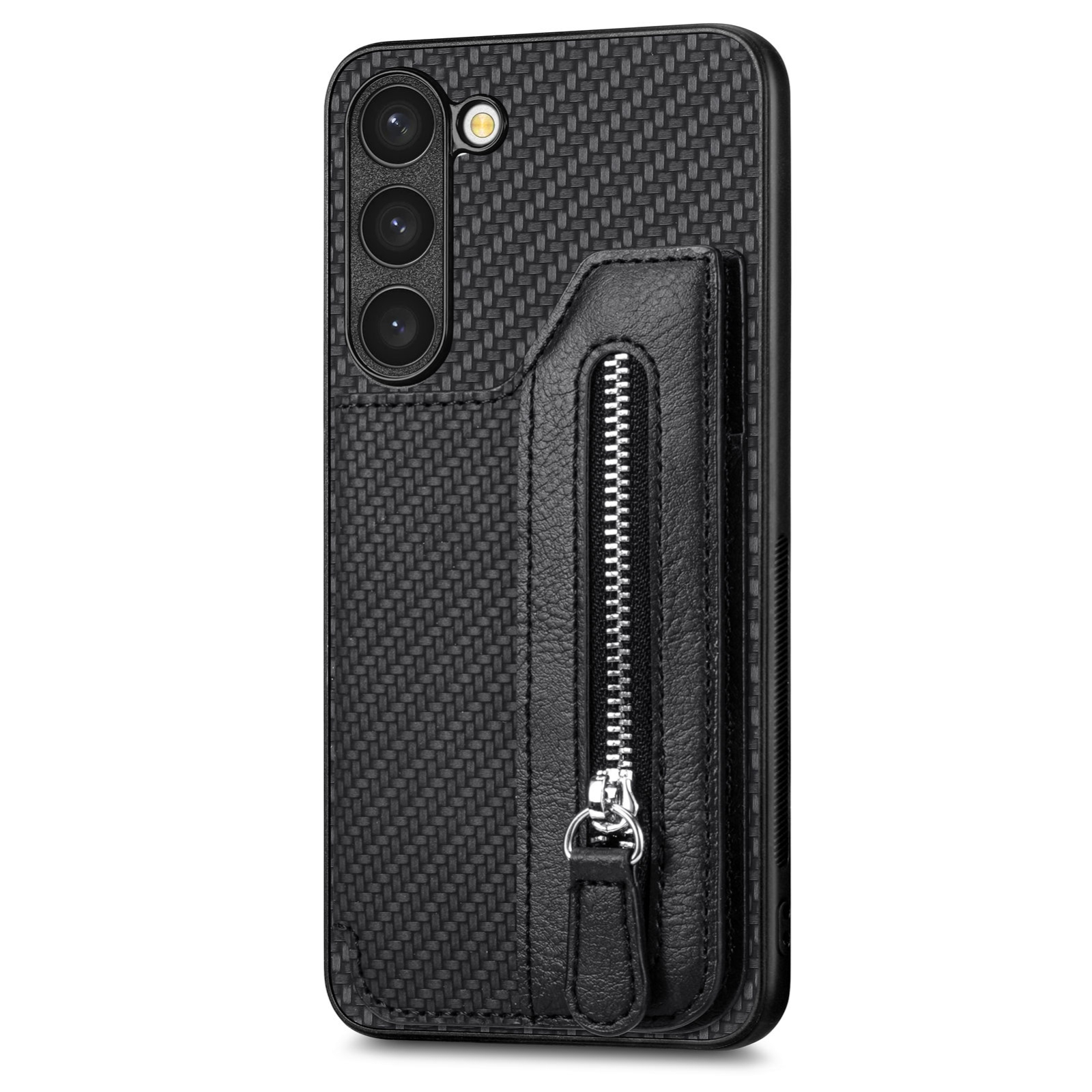 For Samsung Galaxy S23+ 5G Carbon Fiber Flip Zipper Wallet Phone Case(Black) For Samsung Galaxy S23+ 5G Carbon Fiber Flip Zipper Wallet Phone Case(Black)