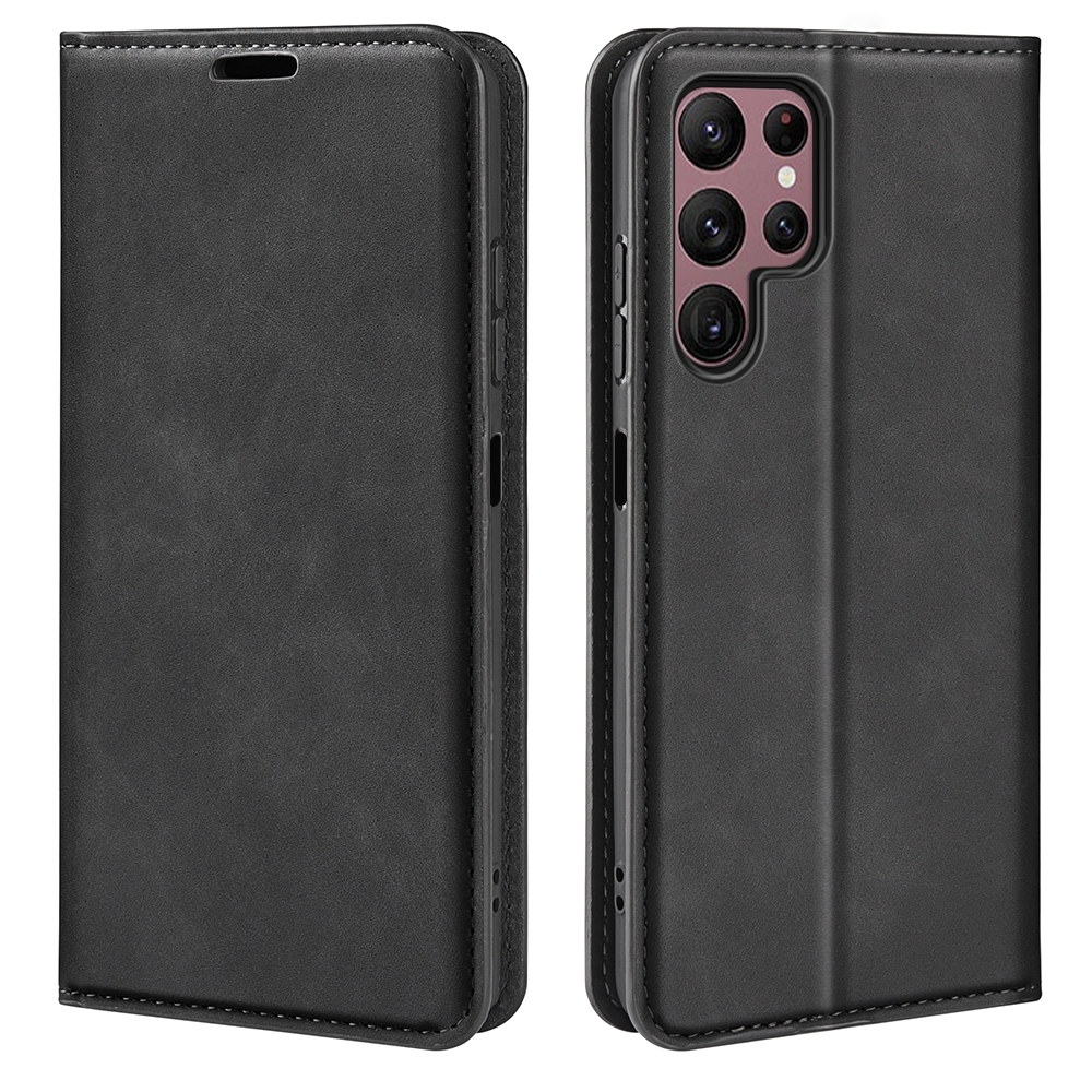 For Samsung Galaxy S23 Ultra 5G Retro-skin Magnetic Suction Leather Phone Case(Black) For Samsung Galaxy S23 Ultra 5G Retro-skin Magnetic Suction Leather Phone Case(Black)