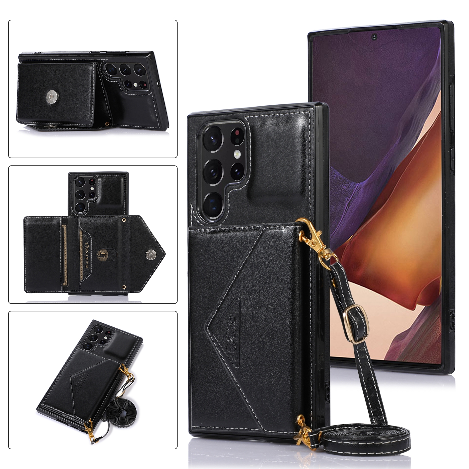 For Samsung Galaxy S23 Ultra 5G Cross-body Wallet Card Bag Leather Phone Case(Black) For Samsung Galaxy S23 Ultra 5G Cross-body Wallet Card Bag Leather Phone Case(Black)