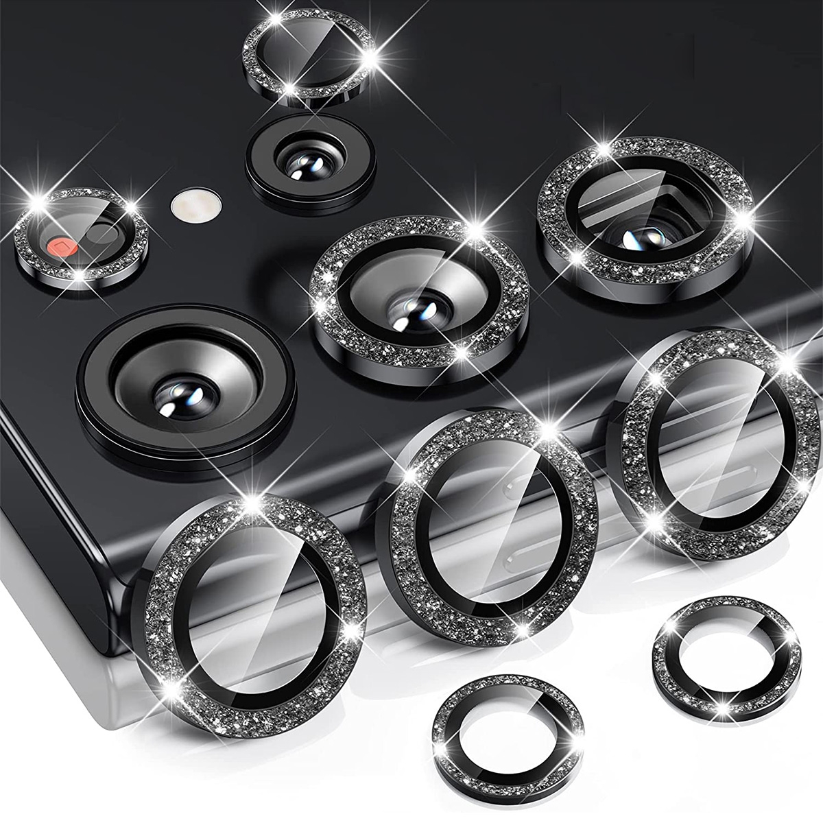 For Samsung Galaxy S23 Ultra 5G ENKAY 9H Rear Camera Lens Glitter Aluminium Alloy Ring Tempered Glass Film(Black) For Samsung Galaxy S23 Ultra 5G ENKAY 9H Rear Camera Lens Glitter Aluminium Alloy Ring Tempered Glass Film(Black)