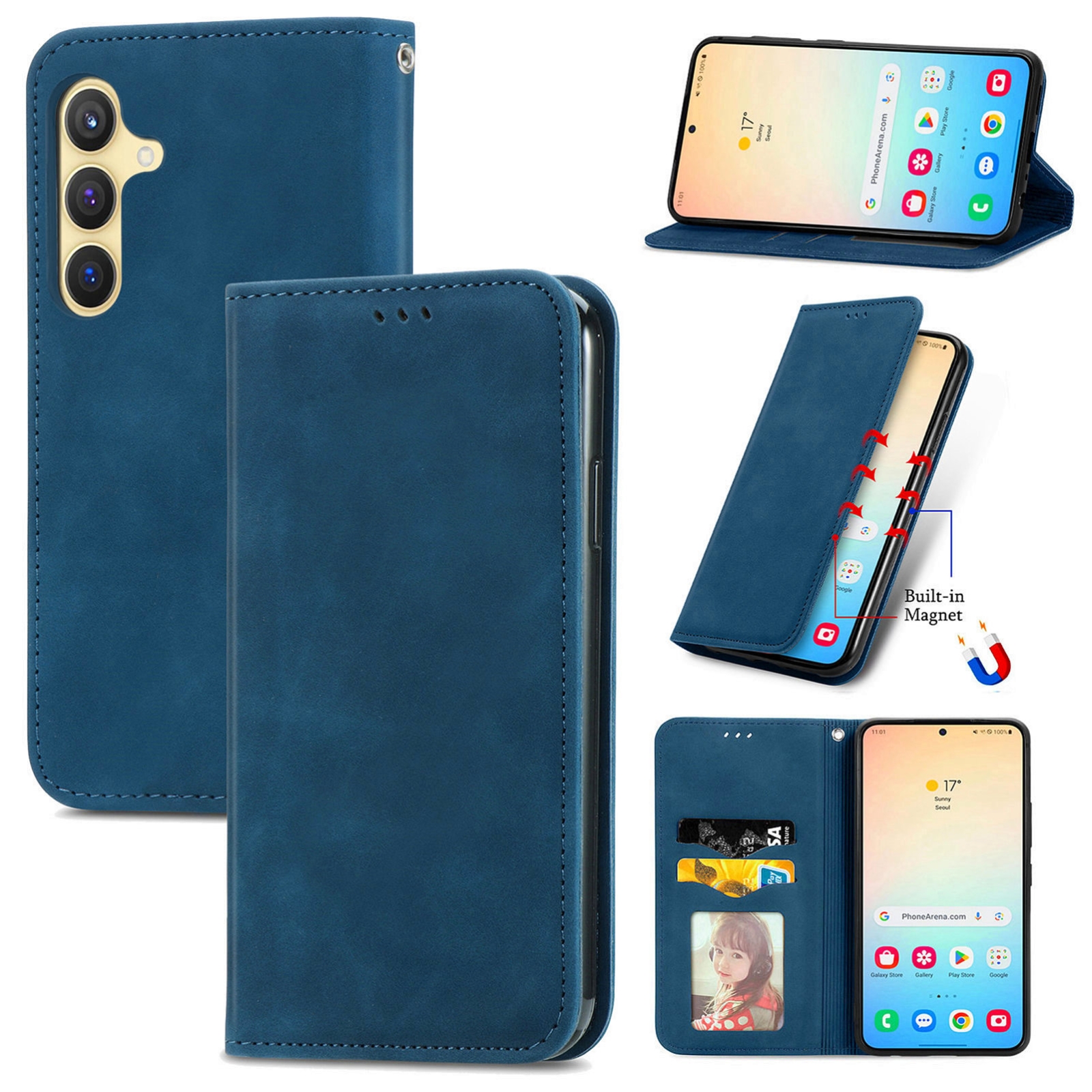 For Samsung Galaxy S24 5G Retro Skin Feel Magnetic Leather Phone Case(Blue) For Samsung Galaxy S24 5G Retro Skin Feel Magnetic Leather Phone Case(Blue)