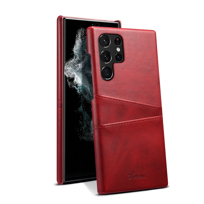 For Samsung Galaxy S23 Ultra 5G teni Calf Texture Back Cover Phone Case with Card Slots(Red) For Samsung Galaxy S23 Ultra 5G teni Calf Texture Back Cover Phone Case with Card Slots(Red)