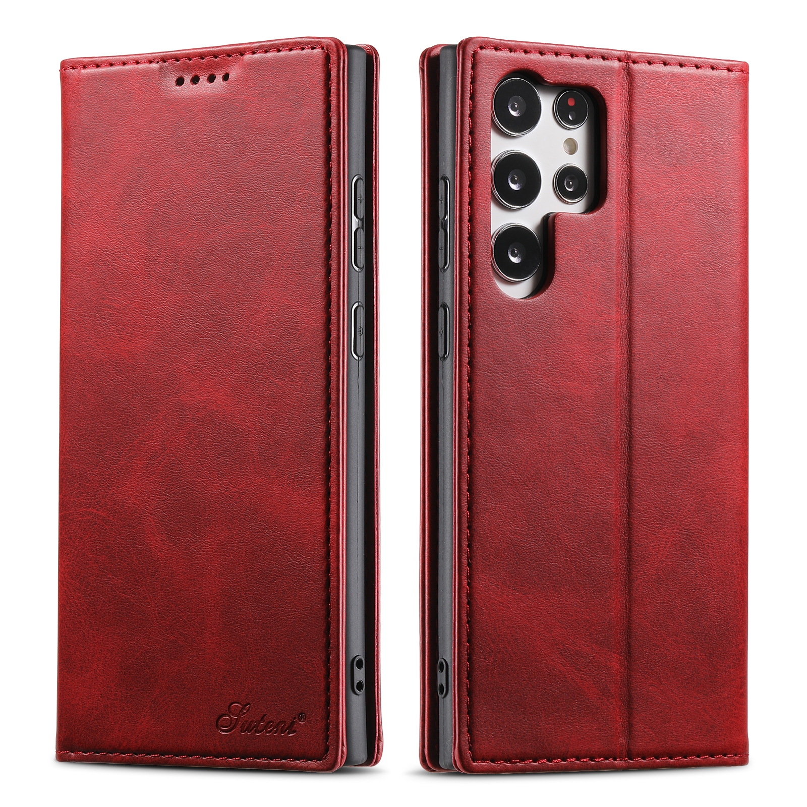 For Samsung Galaxy S23 Ultra 5G Suteni Calf Texture Horizontal Flip Leather Phone Case(Red) For Samsung Galaxy S23 Ultra 5G Suteni Calf Texture Horizontal Flip Leather Phone Case(Red)