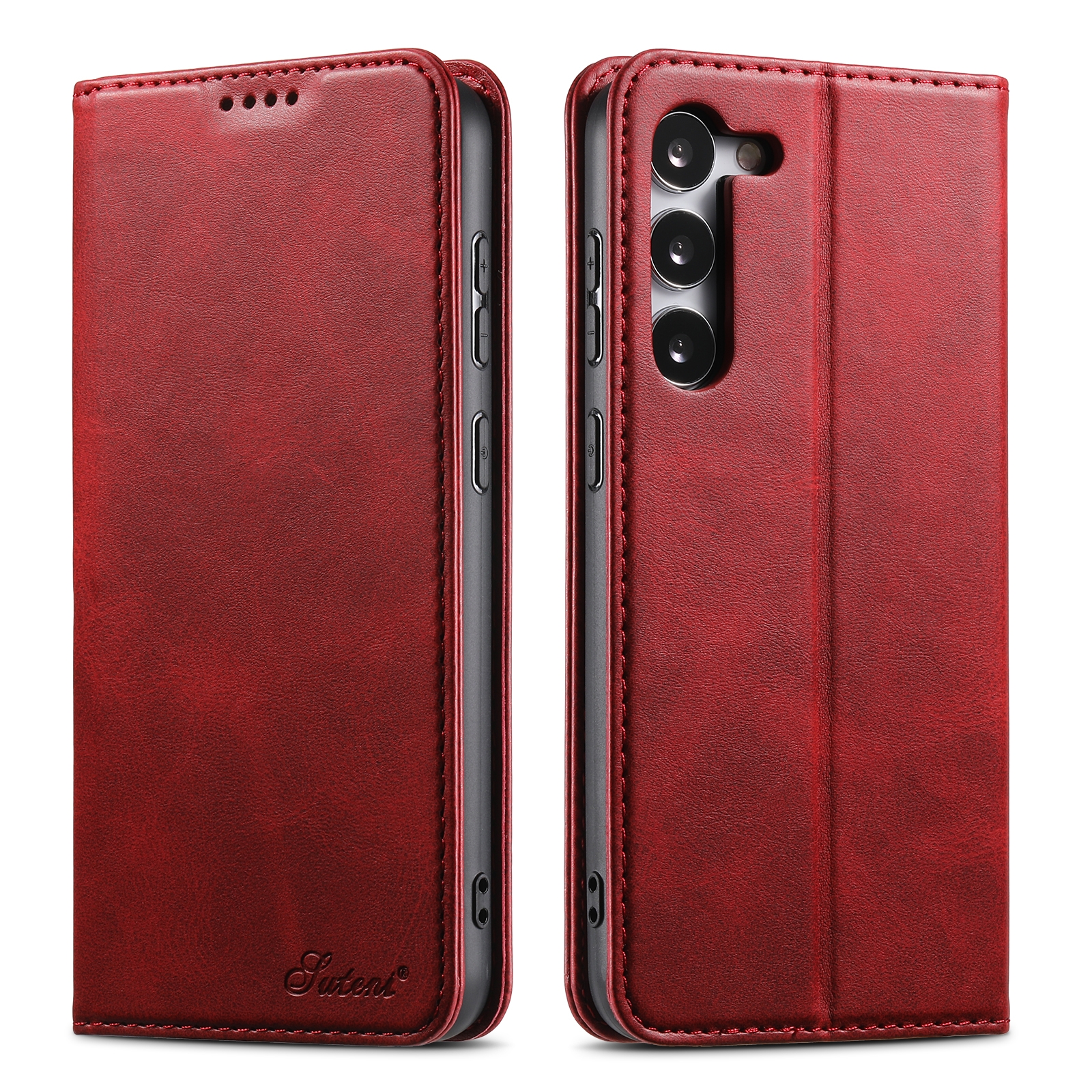 For Samsung Galaxy S24 Ultra 5G Suteni Calf Texture Horizontal Flip Leather Phone Case(Red) For Samsung Galaxy S24 Ultra 5G Suteni Calf Texture Horizontal Flip Leather Phone Case(Red)