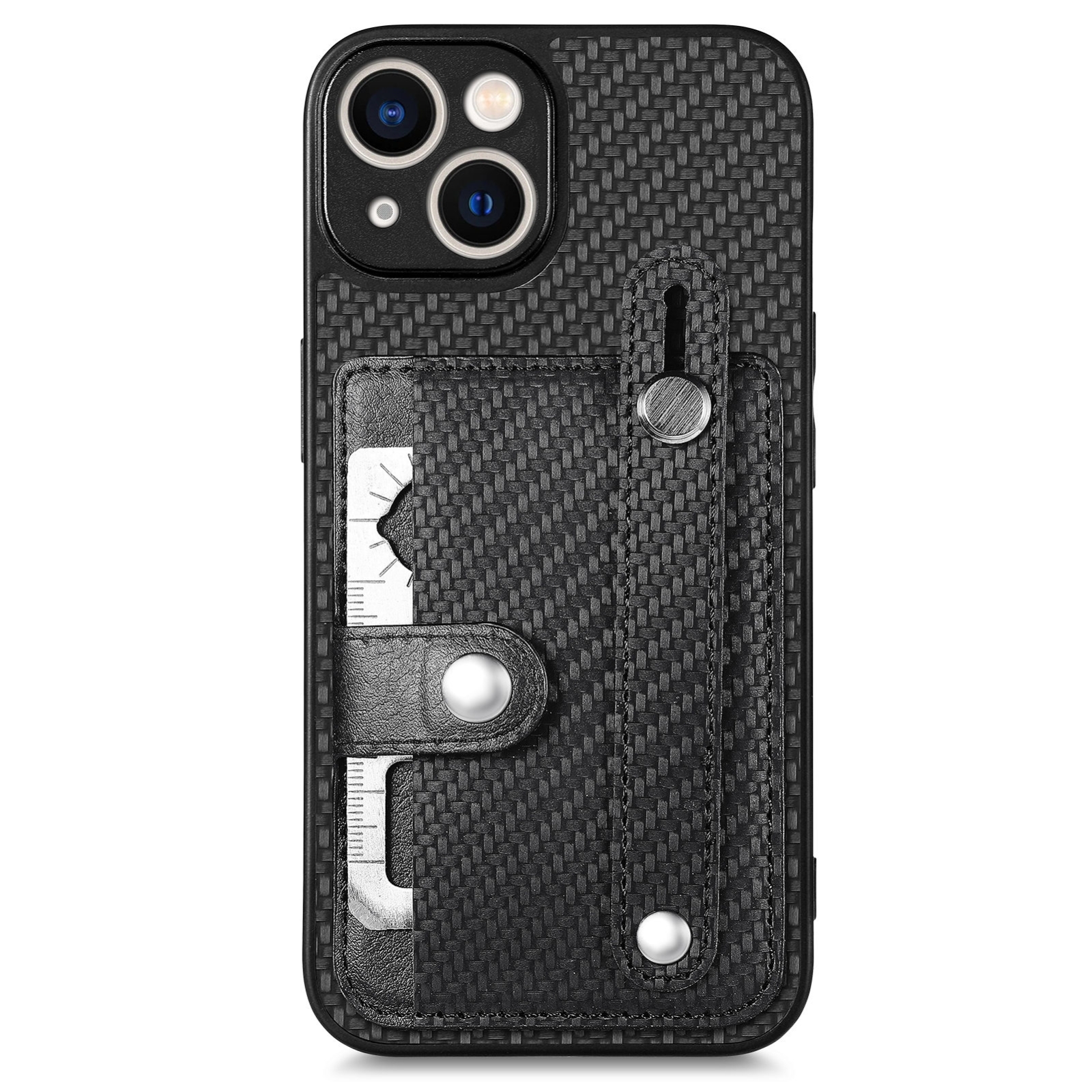 For iPhone 14 Wristband Kickstand Card Wallet Back Cover Phone Case with Tool Knife(Black) For iPhone 14 Wristband Kickstand Card Wallet Back Cover Phone Case with Tool Knife(Black)