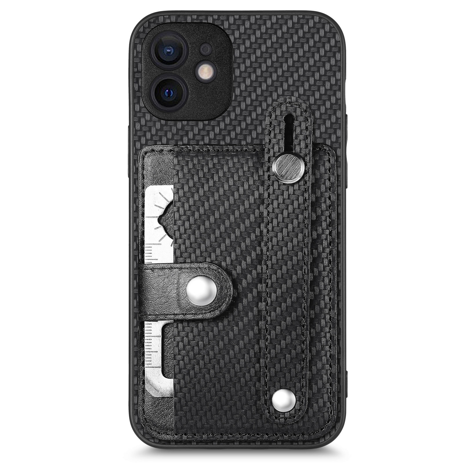 For iPhone 12 Wristband Kickstand Card Wallet Back Cover Phone Case with Tool Knife(Black) For iPhone 12 Wristband Kickstand Card Wallet Back Cover Phone Case with Tool Knife(Black)