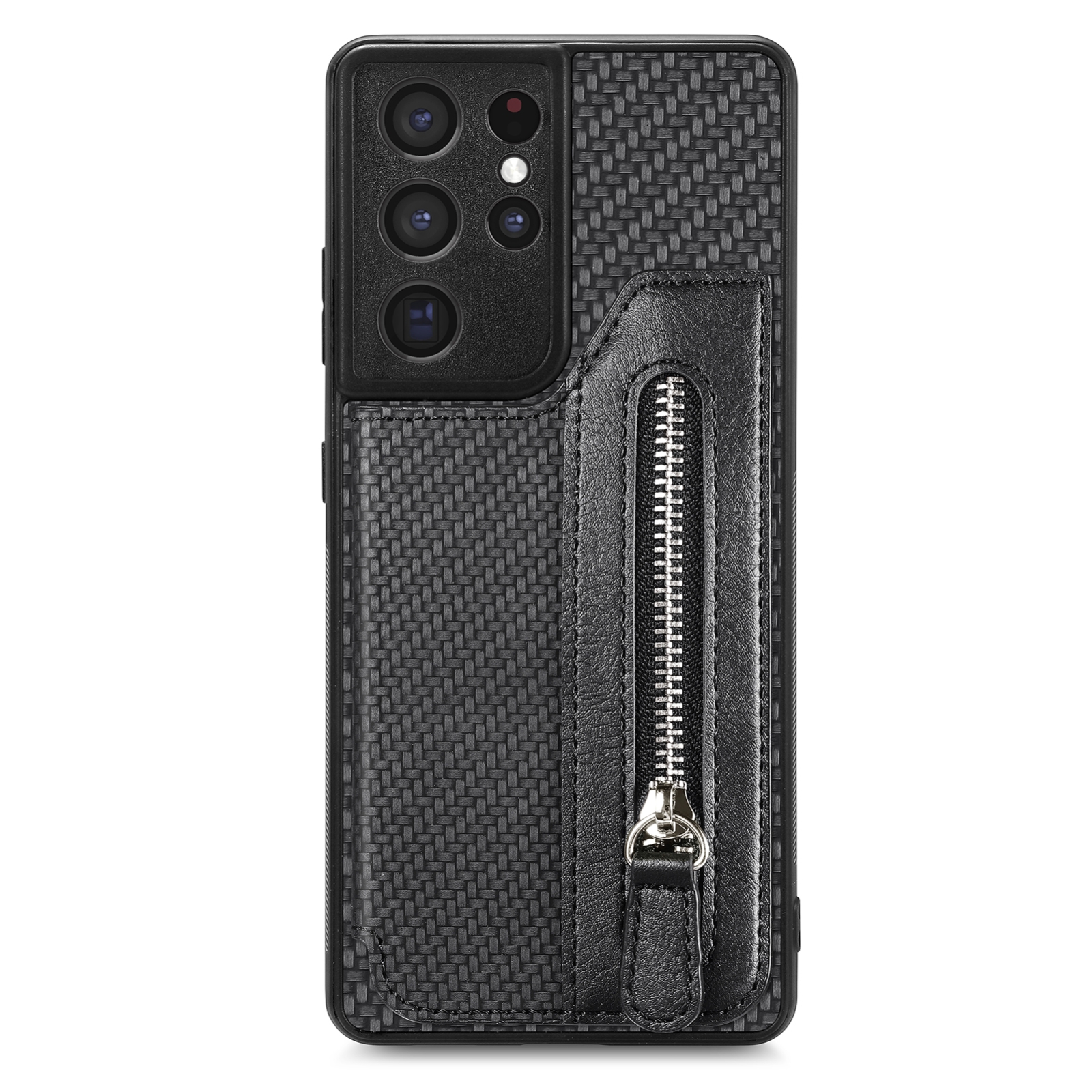 For Samsung Galaxy S21 Ultra 5G Carbon Fiber Horizontal Flip Zipper Wallet Phone Case(Black) For Samsung Galaxy S21 Ultra 5G Carbon Fiber Horizontal Flip Zipper Wallet Phone Case(Black)