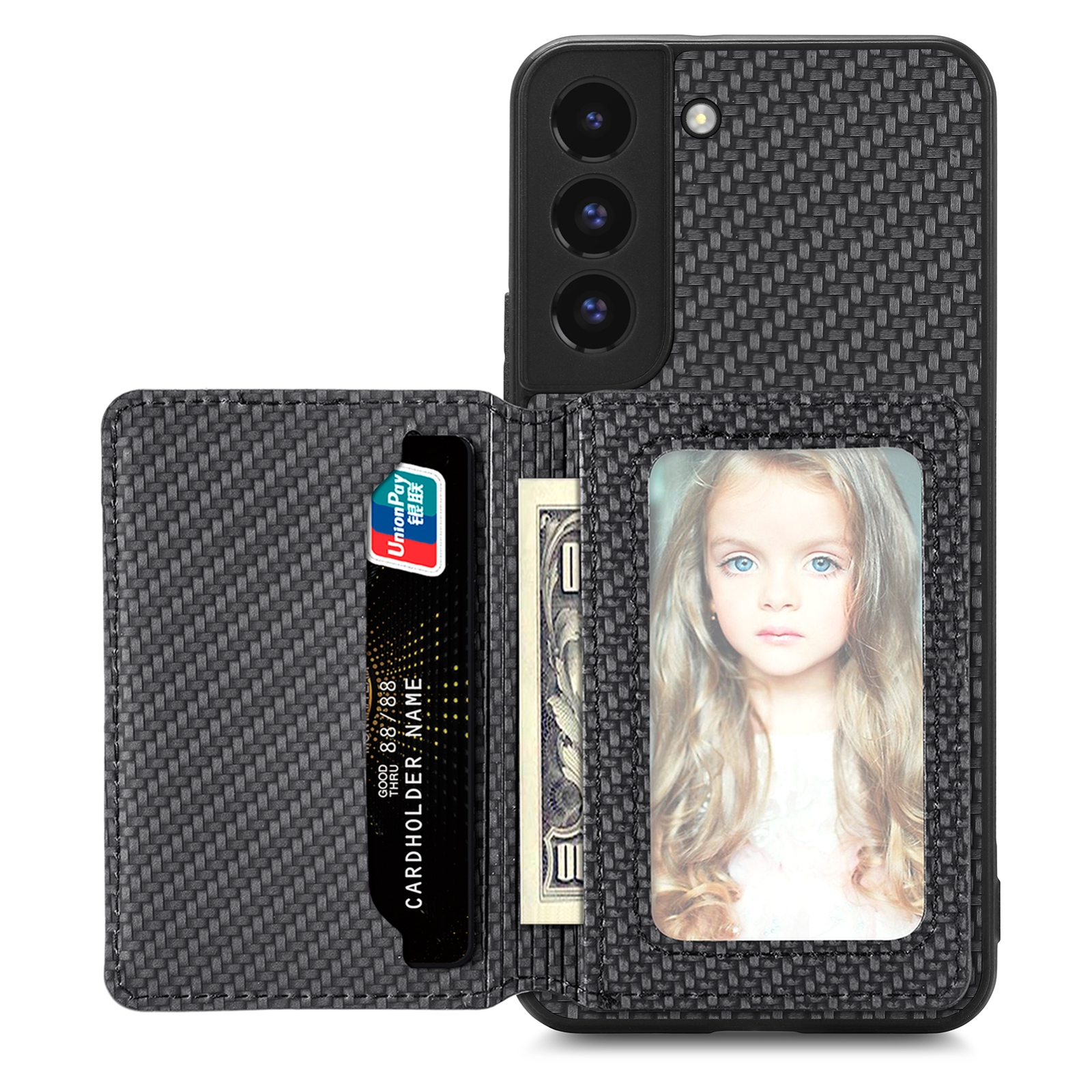 For Samsung Galaxy S22 5G Carbon Fiber Magnetic Card Wallet Bag Phone Case(Black) For Samsung Galaxy S22 5G Carbon Fiber Magnetic Card Wallet Bag Phone Case(Black)