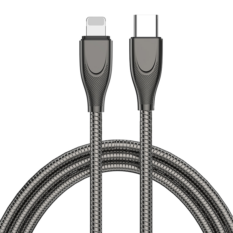 ENKAY ENK-CB128 PD 27W Type-C to 8 Pin Carbon Steel Hose Spring Fast Charging Data Cable, Length:2m(Black) ENKAY ENK-CB128 PD 27W Type-C to 8 Pin Carbon Steel Hose Spring Fast Charging Data Cable, Length:2m(Black)