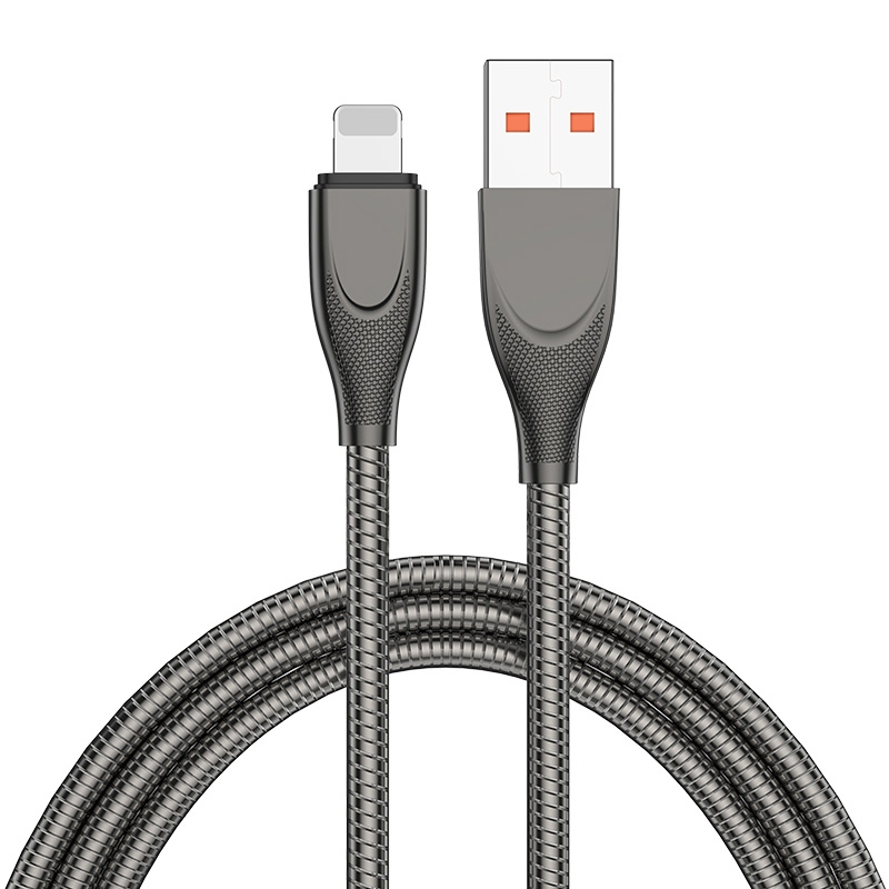 ENKAY ENK-CB131 USB to 8 Pin Carbon Steel Hose Spring 2.4A Fast Charging Data Cable, Length:1m(Black) ENKAY ENK-CB131 USB to 8 Pin Carbon Steel Hose Spring 2.4A Fast Charging Data Cable, Length:1m(Black)