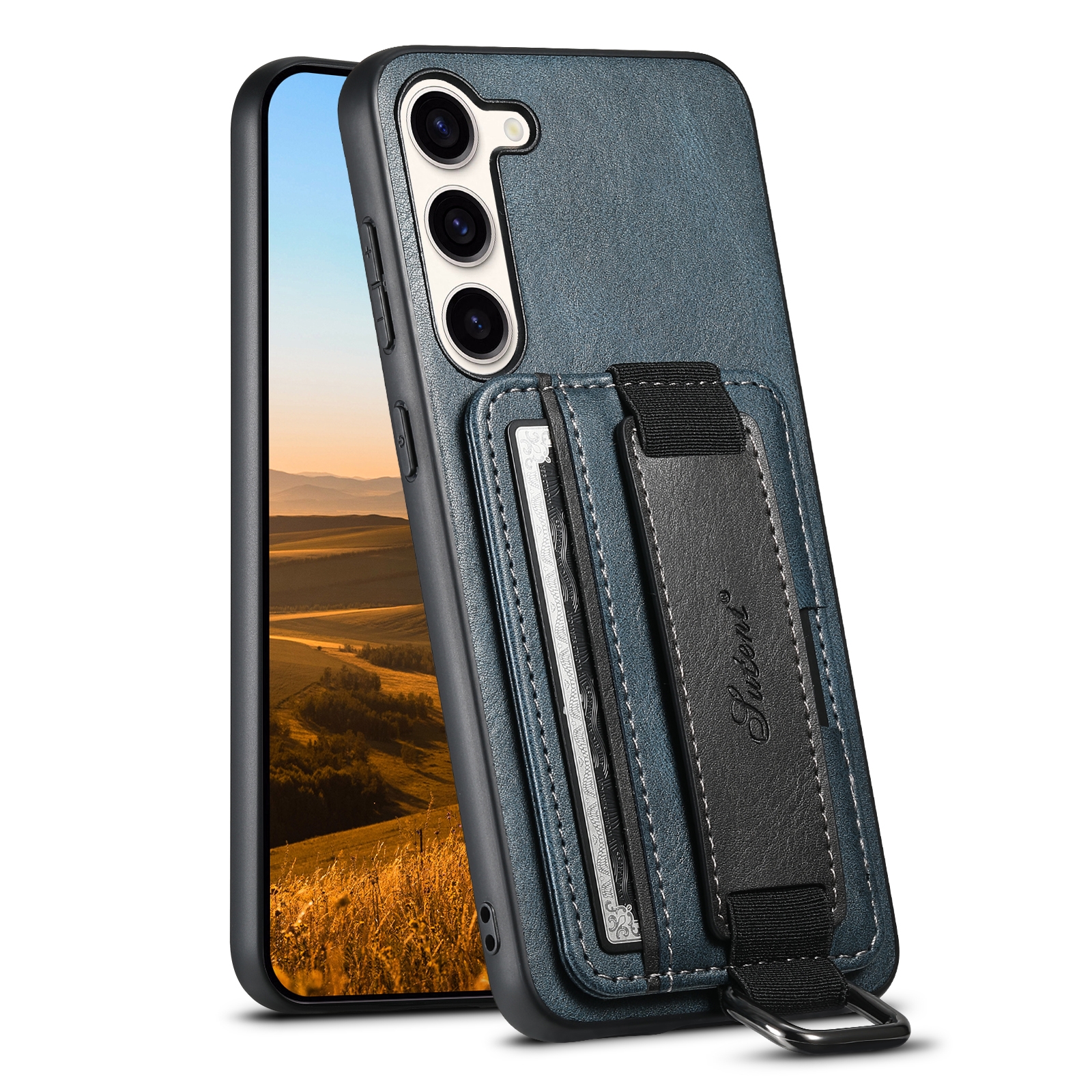 For Samsung Galaxy S23+ 5G Suteni H13 Card Wallet Wrist Strap Holder PU Phone Case(Blue) For Samsung Galaxy S23+ 5G Suteni H13 Card Wallet Wrist Strap Holder PU Phone Case(Blue)