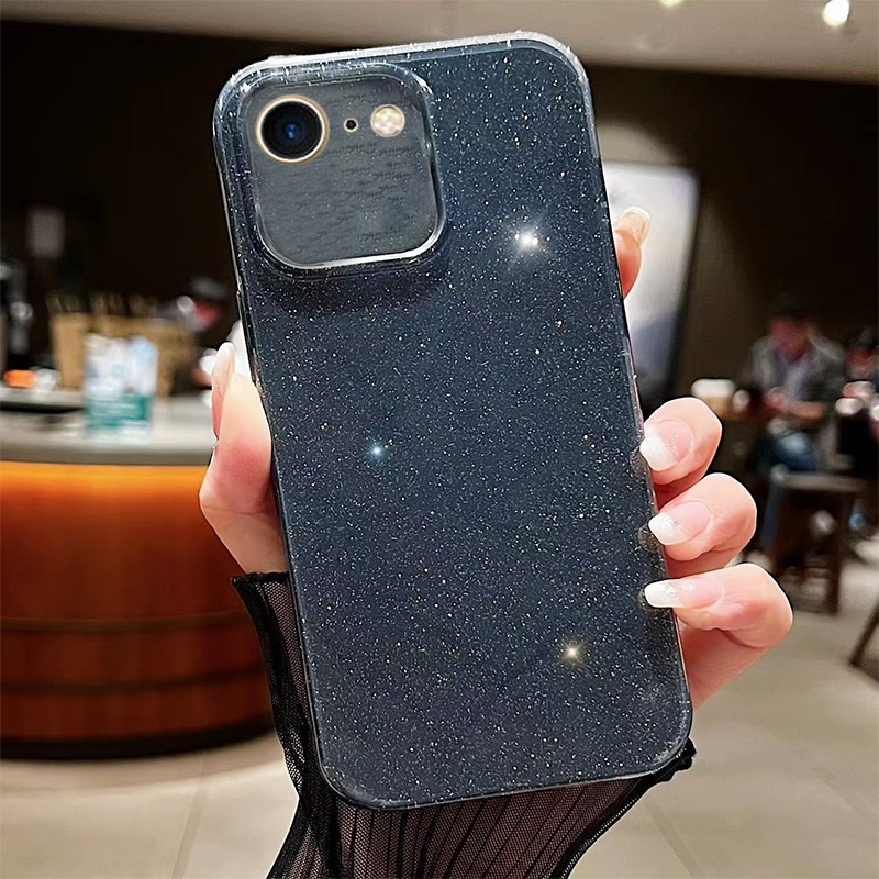 For iPhone SE 2022 / SE 2020 / 7 / 8 Jelly Glitter Solid Color TPU Phone Case(Black) For iPhone SE 2022 / SE 2020 / 7 / 8 Jelly Glitter Solid Color TPU Phone Case(Black)