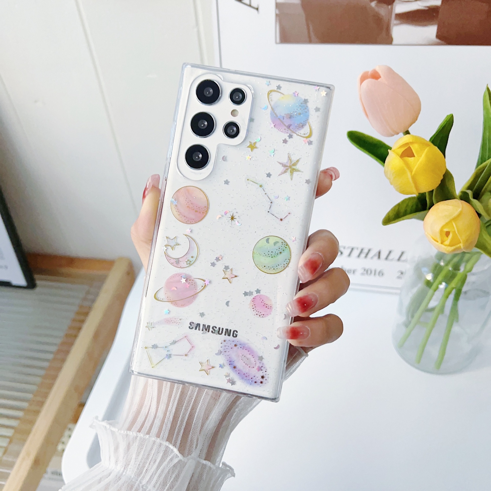 For Samsung Galaxy Note20 Cosmic Star Glitter Epoxy TPU Phone Case(Transparency)