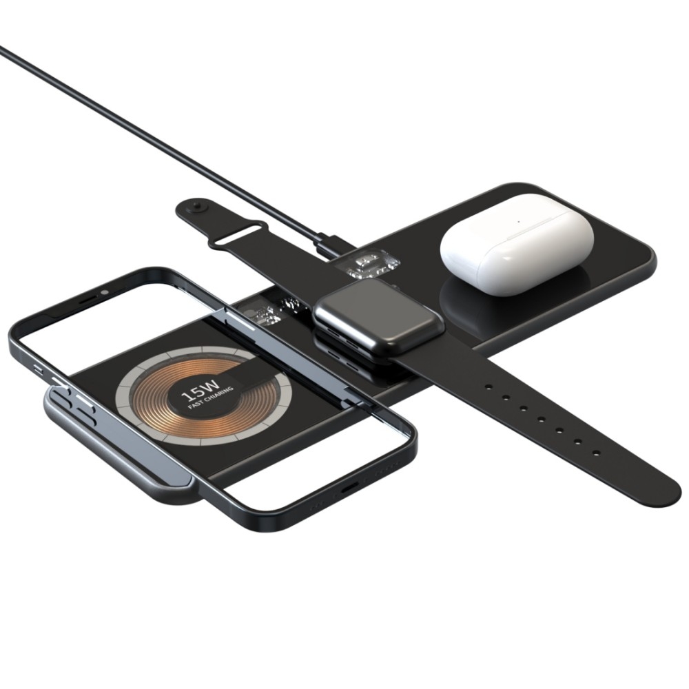 T06 Dual 15W Fast Charging Pad 3 in 1 Transparent Magnetic Phone Wireless Charger T06 Dual 15W Fast Charging Pad 3 in 1 Transparent Magnetic Phone Wireless Charger