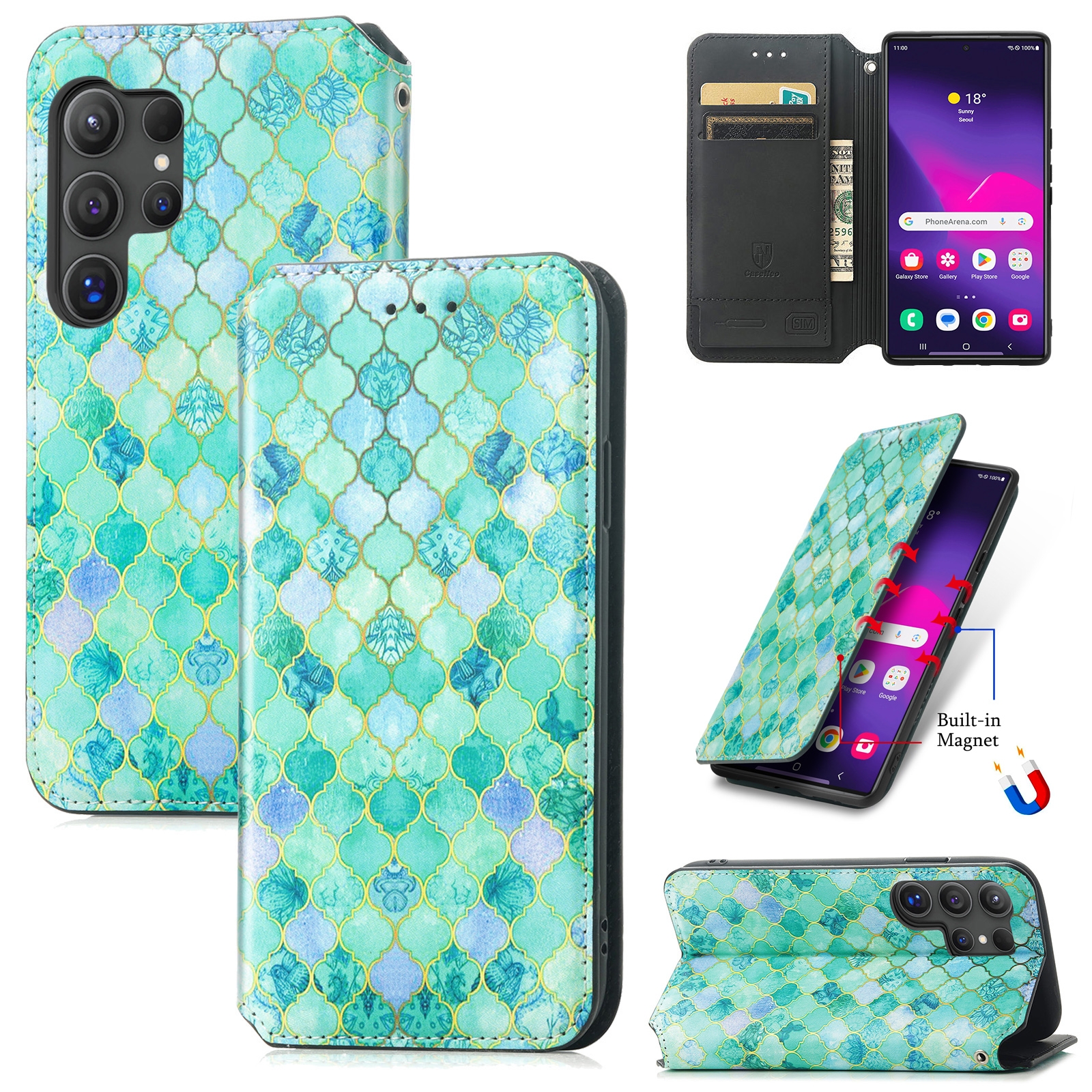 For Samsung Galaxy S24 Ultra 5G CaseNeo Colorful Magnetic Leather Phone Case(Emerald) For Samsung Galaxy S24 Ultra 5G CaseNeo Colorful Magnetic Leather Phone Case(Emerald)