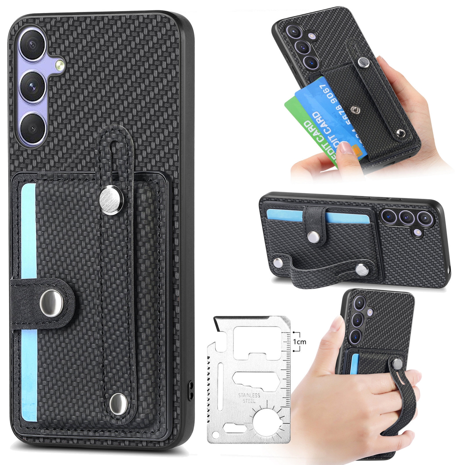 For Samsung Galaxy S25 5G Wristband Kickstand Wallet Back Phone Case with Tool Knife(Black) For Samsung Galaxy S25 5G Wristband Kickstand Wallet Back Phone Case with Tool Knife(Black)