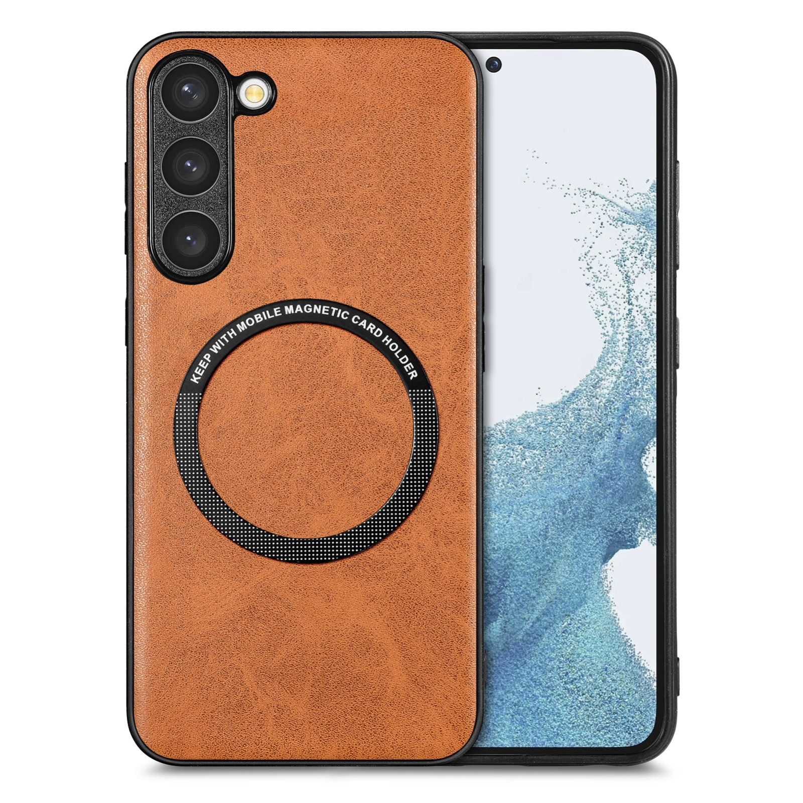 For Samsung Galaxy S22+ 5G Solid Color Leather Skin Back Cover Phone Case(Brown) For Samsung Galaxy S22+ 5G Solid Color Leather Skin Back Cover Phone Case(Brown)