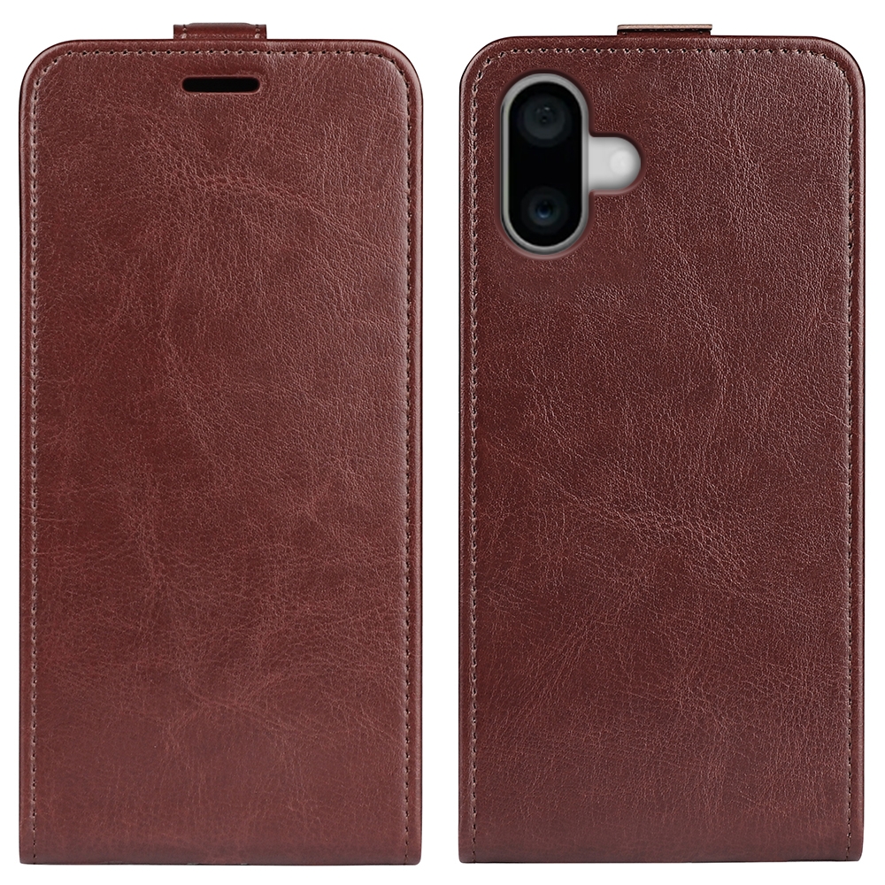 For iPhone 16 R64 Texture Single Vertical Flip Leather Phone Case(Brown) For iPhone 16 R64 Texture Single Vertical Flip Leather Phone Case(Brown)