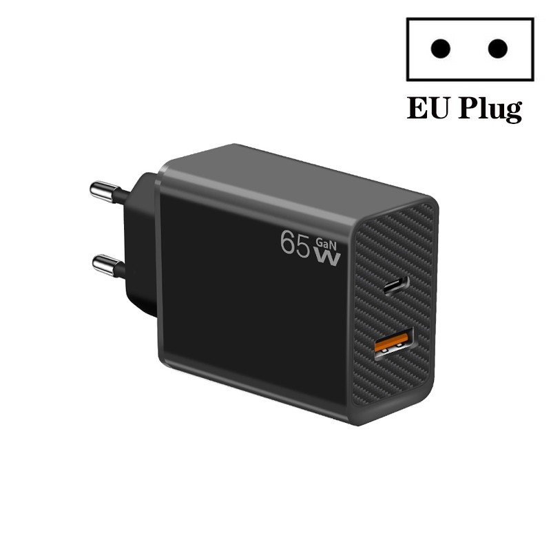GaN PD48W Type-C PD3.0 + USB3.0 Notebook Adapter for MacBook Series ,EU Plug(Black) GaN PD48W Type-C PD3.0 + USB3.0 Notebook Adapter for MacBook Series ,EU Plug(Black)
