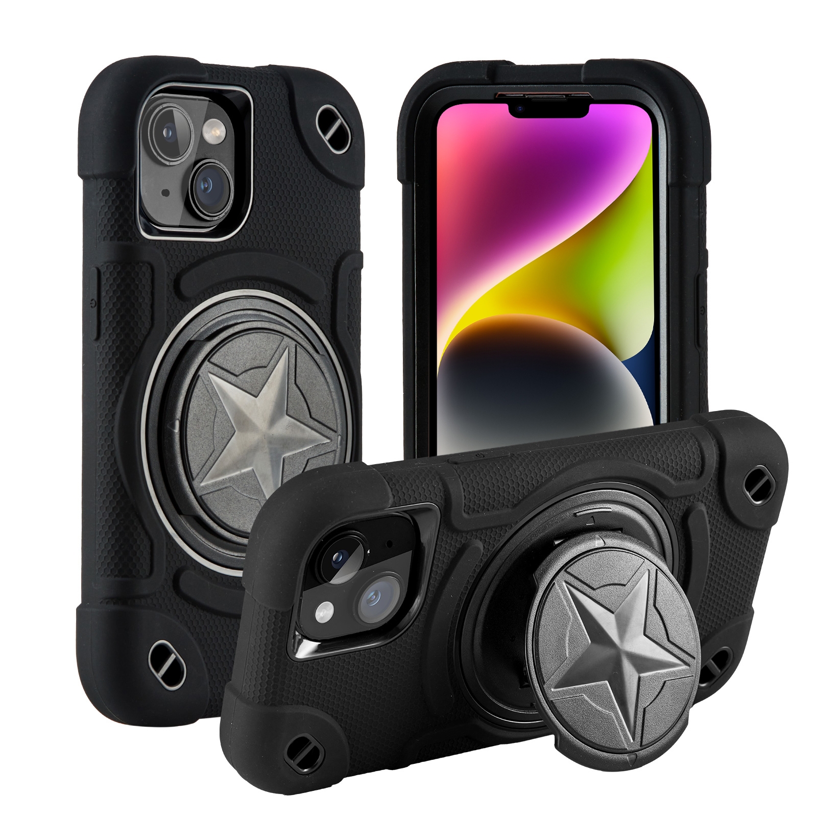 For iPhone 14 Shield PC Hybrid Silicone Phone Case(Black) For iPhone 14 Shield PC Hybrid Silicone Phone Case(Black)