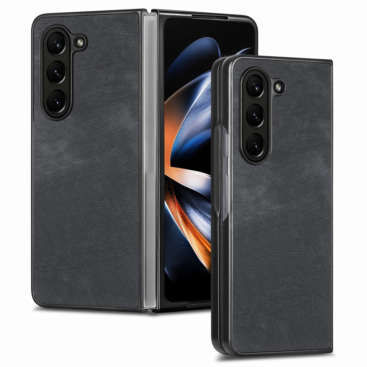 For Samsung Galaxy Z Fold6 JUNSUNMAY Retro Pattern Leather Skin PC Folding Phone Case(Black) For Samsung Galaxy Z Fold6 JUNSUNMAY Retro Pattern Leather Skin PC Folding Phone Case(Black)