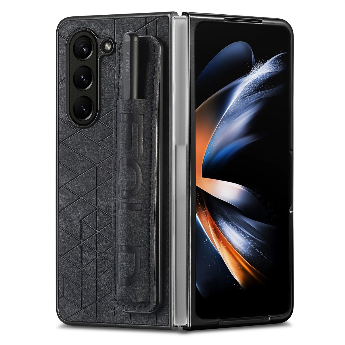 For Samsung Galaxy Z Fold6 JUNSUNMAY Retro Pattern Leather Skin PC Folding Phone Case with Pen Slot(Black) For Samsung Galaxy Z Fold6 JUNSUNMAY Retro Pattern Leather Skin PC Folding Phone Case with Pen Slot(Black)