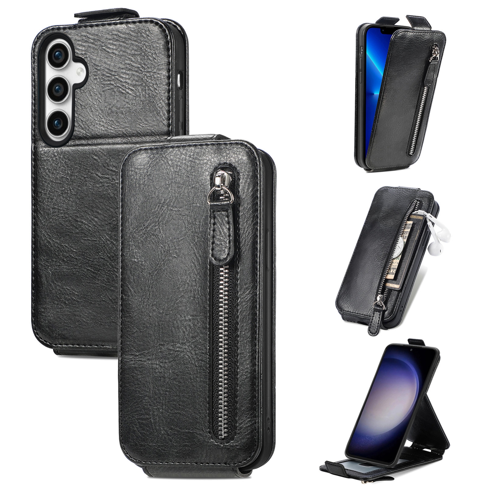 For Samsung Galaxy S23 FE 5G Zipper Wallet Vertical Flip Leather Phone Case(Black) For Samsung Galaxy S23 FE 5G Zipper Wallet Vertical Flip Leather Phone Case(Black)