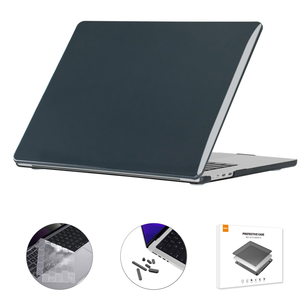 For MacBook Air 15.3 A2941 ENKAY EU Version 3 in 1 Crystal Protective Case with TPU Keyboard Film & Anti-dust Plugs(Black) For MacBook Air 15.3 A2941 ENKAY EU Version 3 in 1 Crystal Protective Case with TPU Keyboard Film & Anti-dust Plugs(Black)