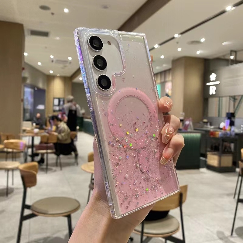 For Samsung Galaxy S22 5G Magsafe Glitter TPU Phone Protective Case(Pink) For Samsung Galaxy S22 5G Magsafe Glitter TPU Phone Protective Case(Pink)