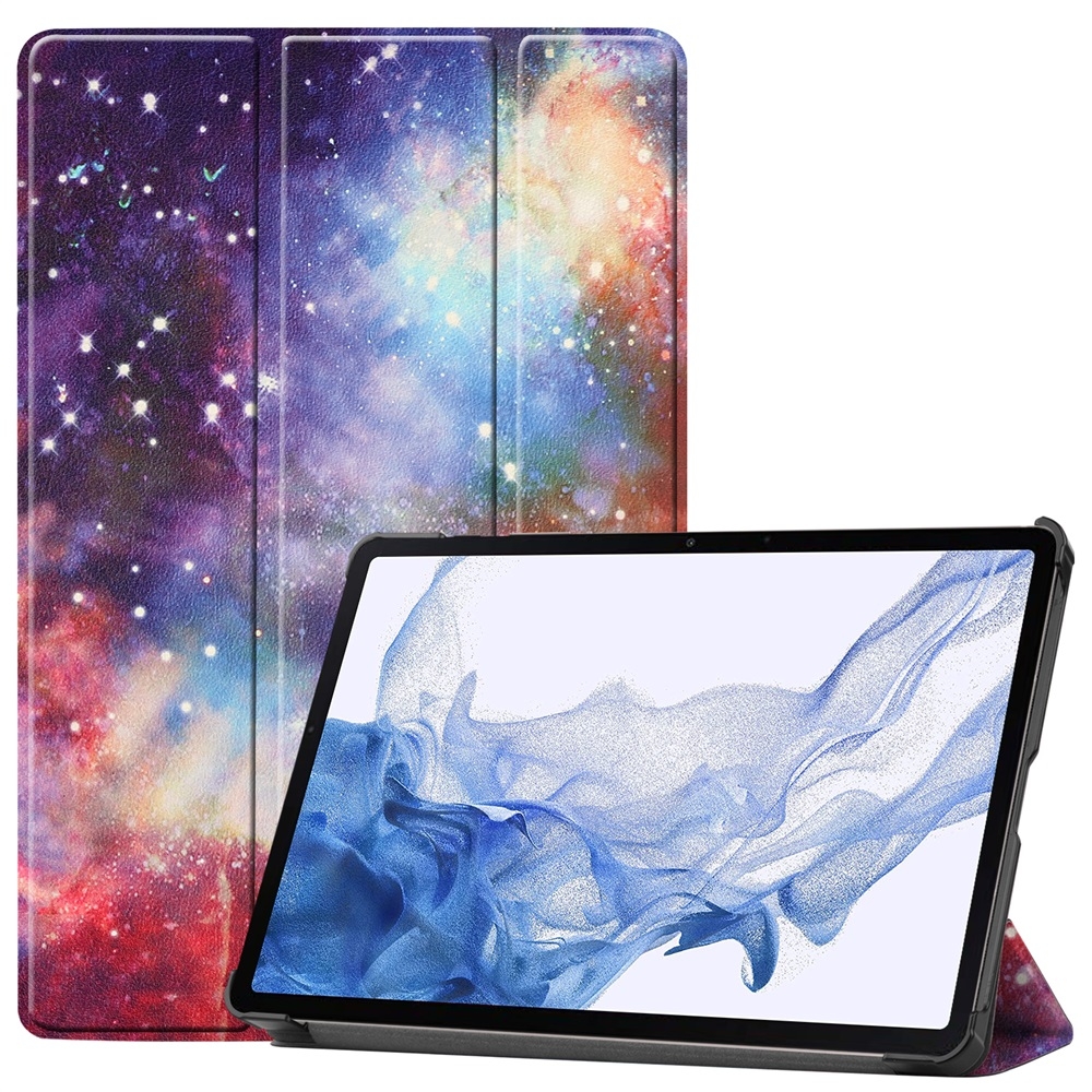 For Samsung Galaxy Tab S9 JUNSUNMAY Custer Painted 3-Fold Stand Leather Smart Tablet Case(Graffiti) For Samsung Galaxy Tab S9 JUNSUNMAY Custer Painted 3-Fold Stand Leather Smart Tablet Case(Graffiti)