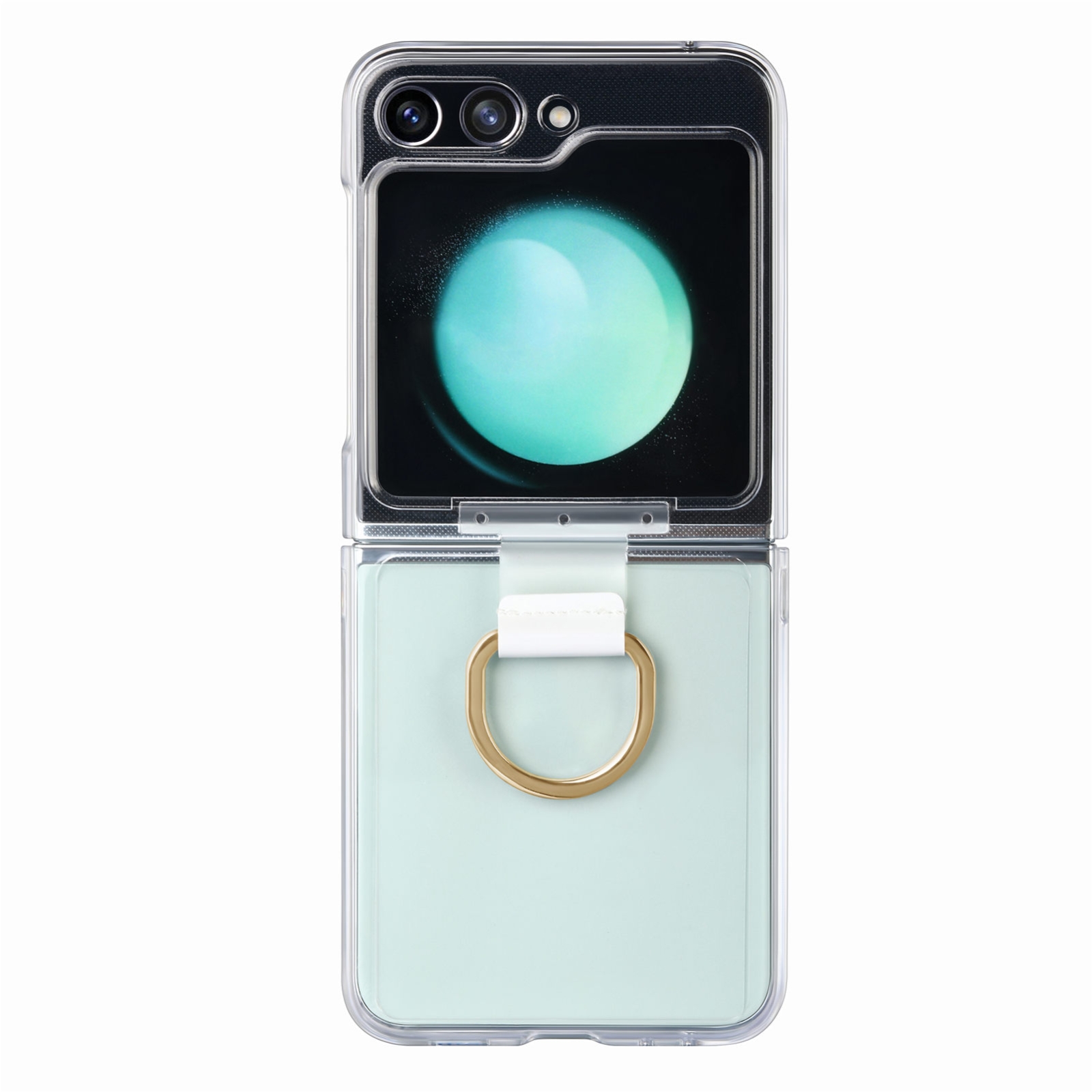 For Samsung Galaxy Z Flip5 5G Diamond-encrusted Ring Transparent PC Shockproof Phone Case(Gold) For Samsung Galaxy Z Flip5 5G Diamond-encrusted Ring Transparent PC Shockproof Phone Case(Gold)