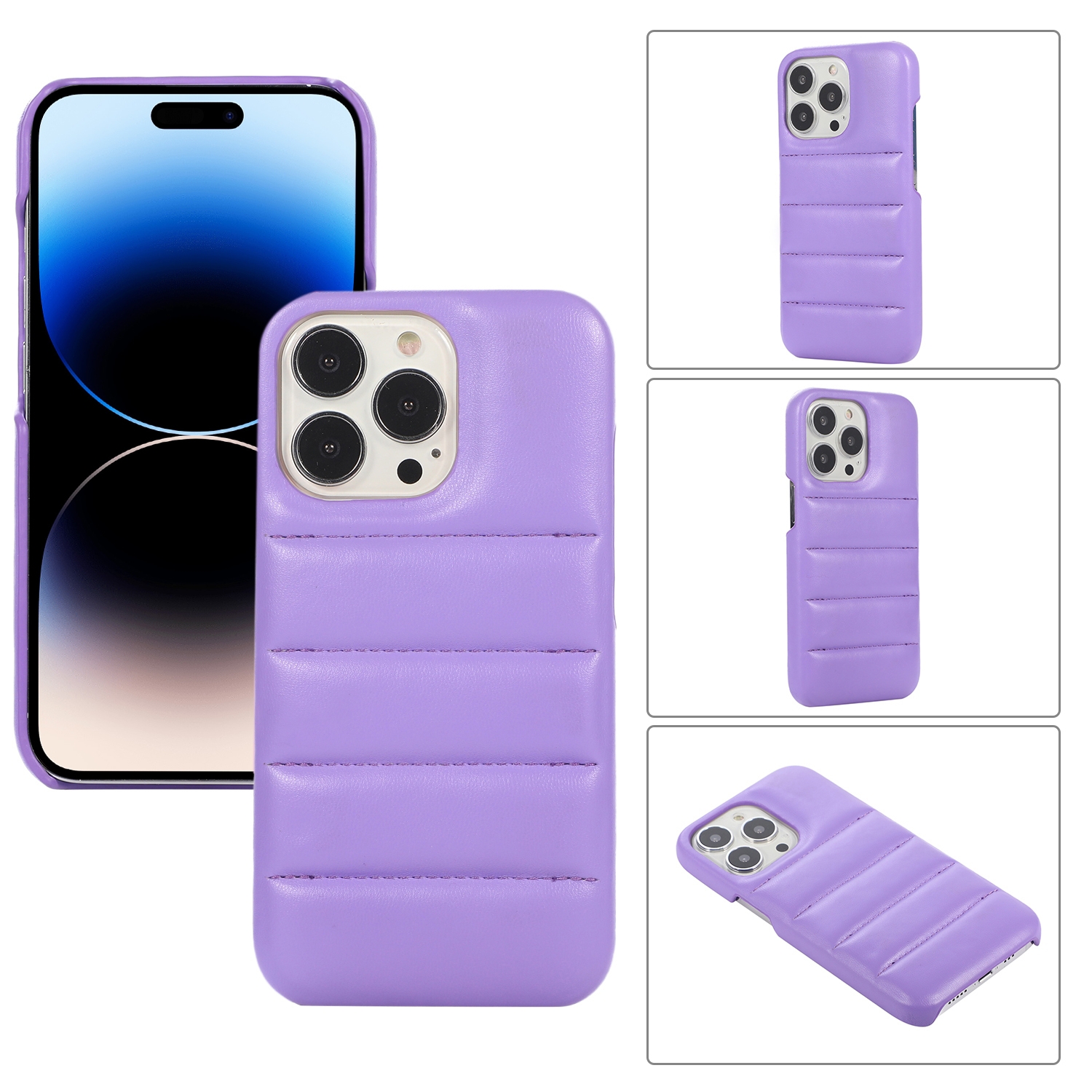 For iPhone 15 Pro Max Down Jacket Airbag Shockproof Phone Case(Purple) For iPhone 15 Pro Max Down Jacket Airbag Shockproof Phone Case(Purple)