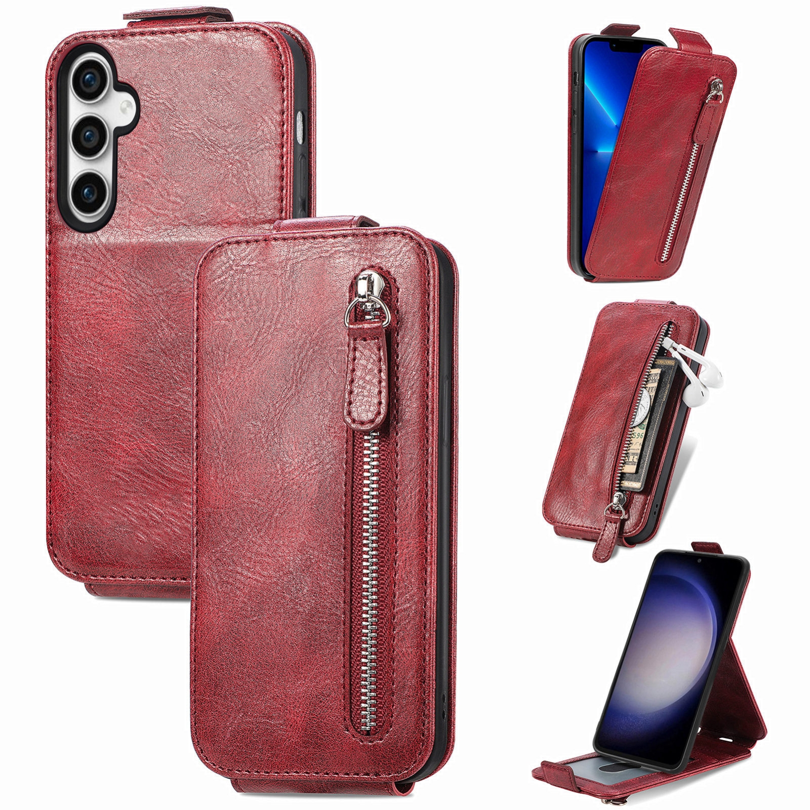 For Samsung Galaxy S23 FE 5G Zipper Wallet Vertical Flip Leather Phone Case(Red) For Samsung Galaxy S23 FE 5G Zipper Wallet Vertical Flip Leather Phone Case(Red)