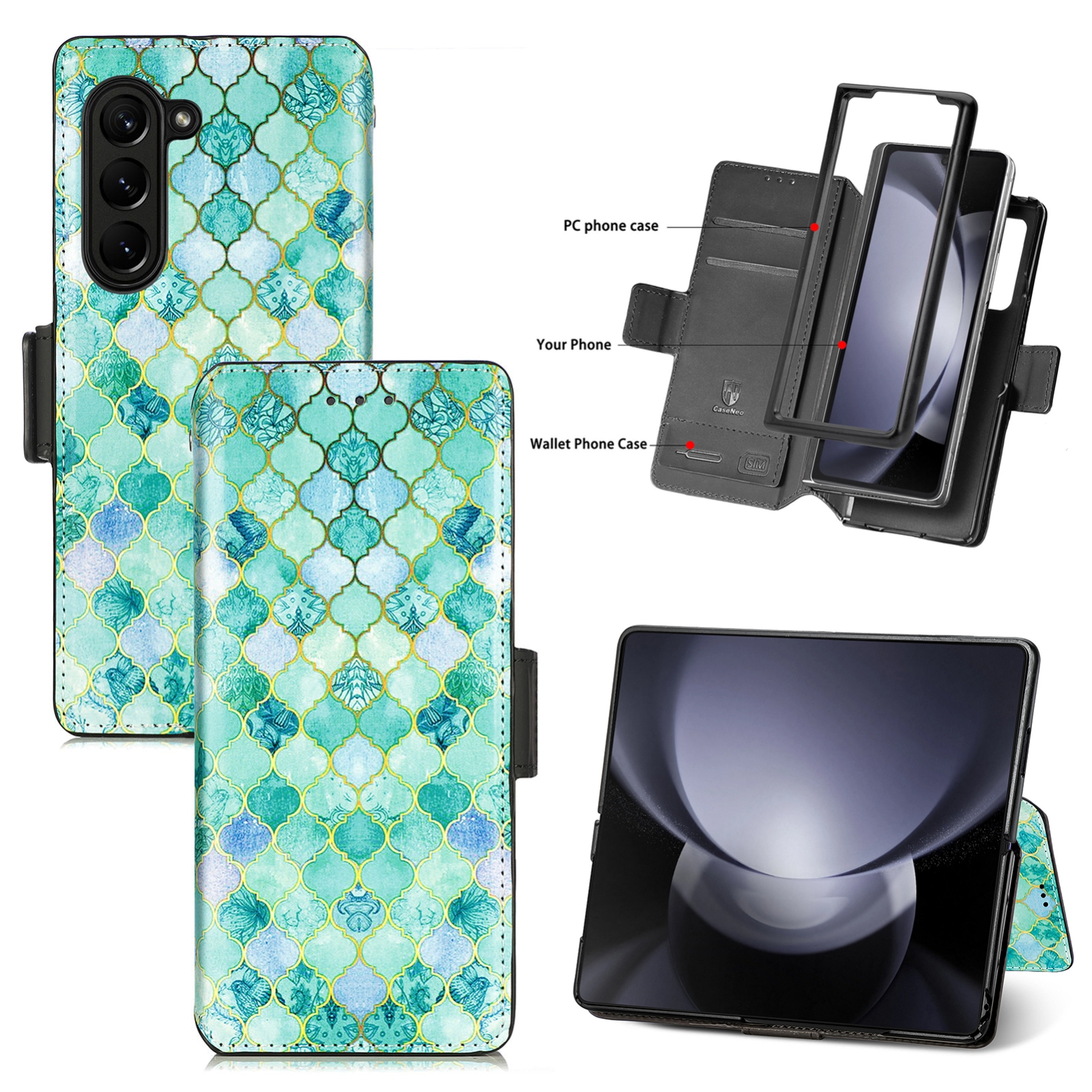 For Samsung Galaxy Z Fold5 5G CaseNeo Colorful Magnetic Leather Phone Case(Emeralds) For Samsung Galaxy Z Fold5 5G CaseNeo Colorful Magnetic Leather Phone Case(Emeralds)