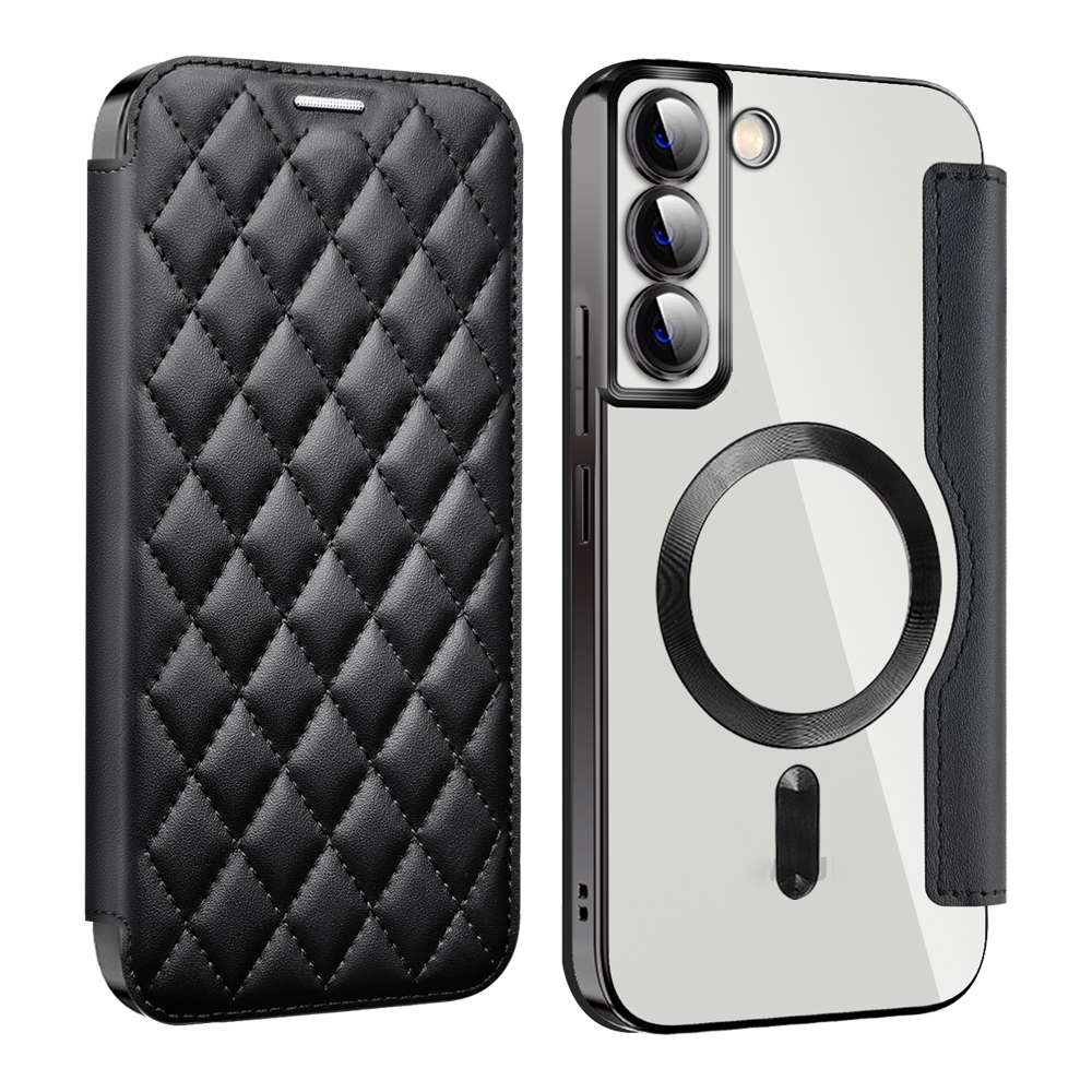 For Samsung Galaxy S23+ 5G Shield MagSafe RFID Anti-theft Rhombus Leather Phone Case(Black) For Samsung Galaxy S23+ 5G Shield MagSafe RFID Anti-theft Rhombus Leather Phone Case(Black)