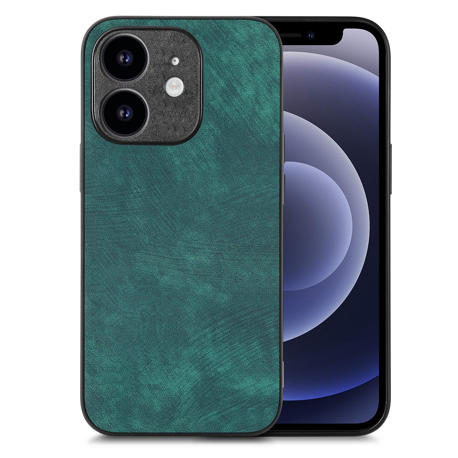 For iPhone 12 mini Vintage Leather PC Back Cover Phone Case(Green)