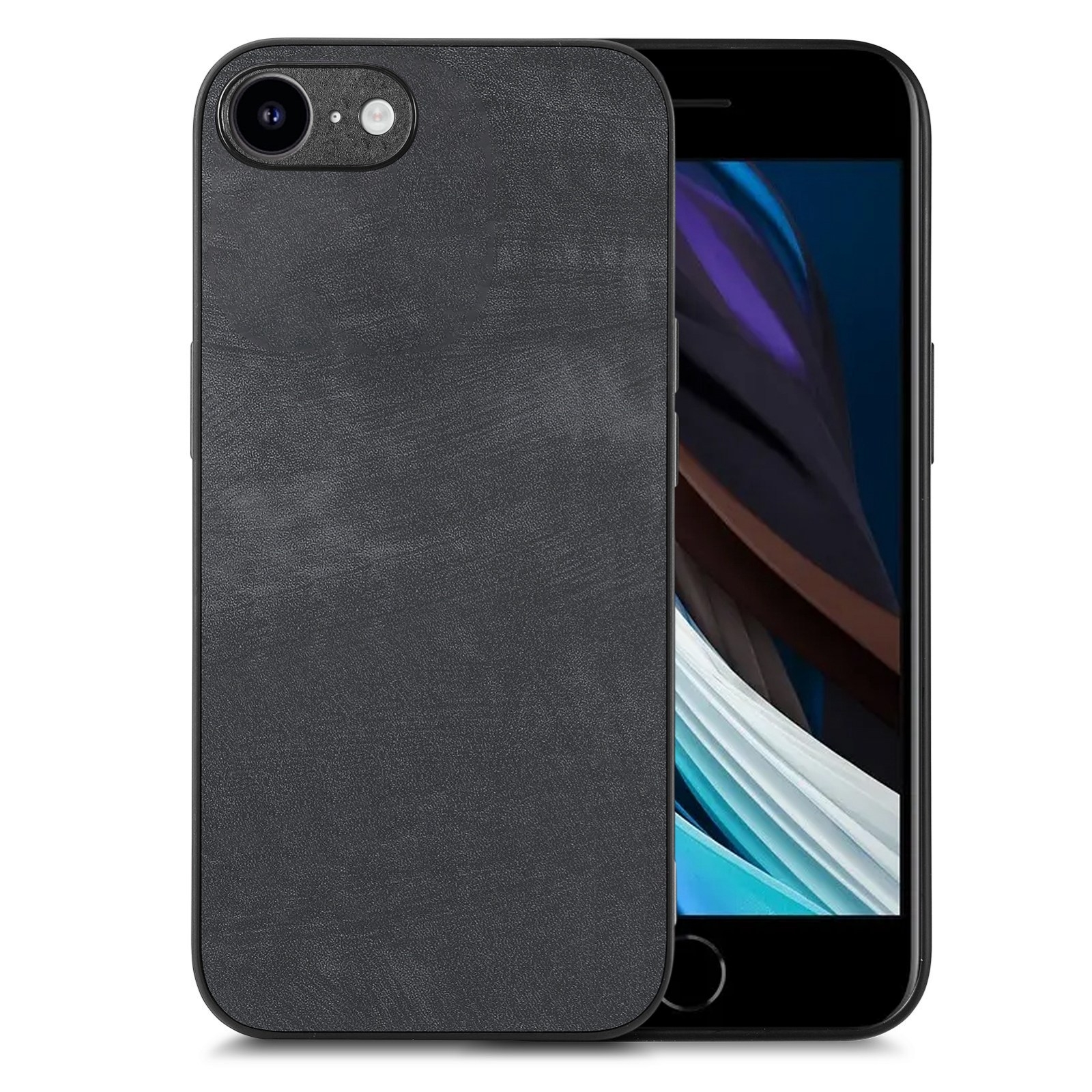 For iPhone 7 / 8 / SE 2022 / SE 2020 Vintage Leather PC Back Cover Phone Case(Black) For iPhone 7 / 8 / SE 2022 / SE 2020 Vintage Leather PC Back Cover Phone Case(Black)