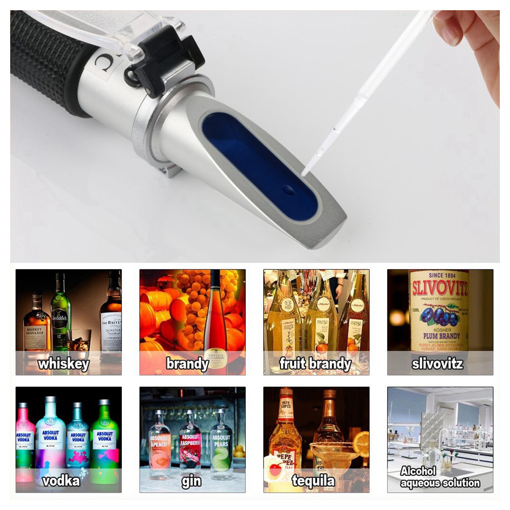 RZ116 Refractometer Alcohol Portable Automatic Digital Refractometer 0-80 Glycol Handheld Atc Brix Refractometer Beer Box