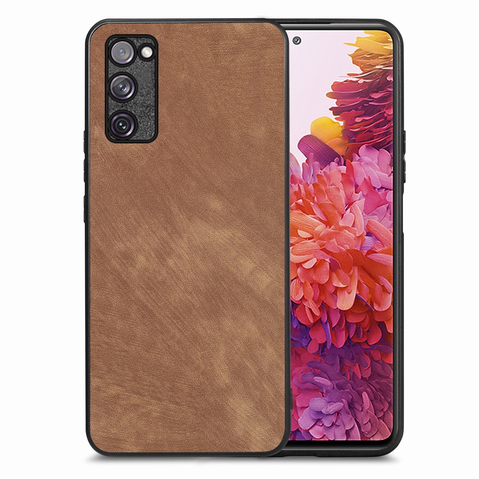 For Samsung Galaxy S20 FE Vintage Leather PC Back Cover Phone Case(Brown) For Samsung Galaxy S20 FE Vintage Leather PC Back Cover Phone Case(Brown)