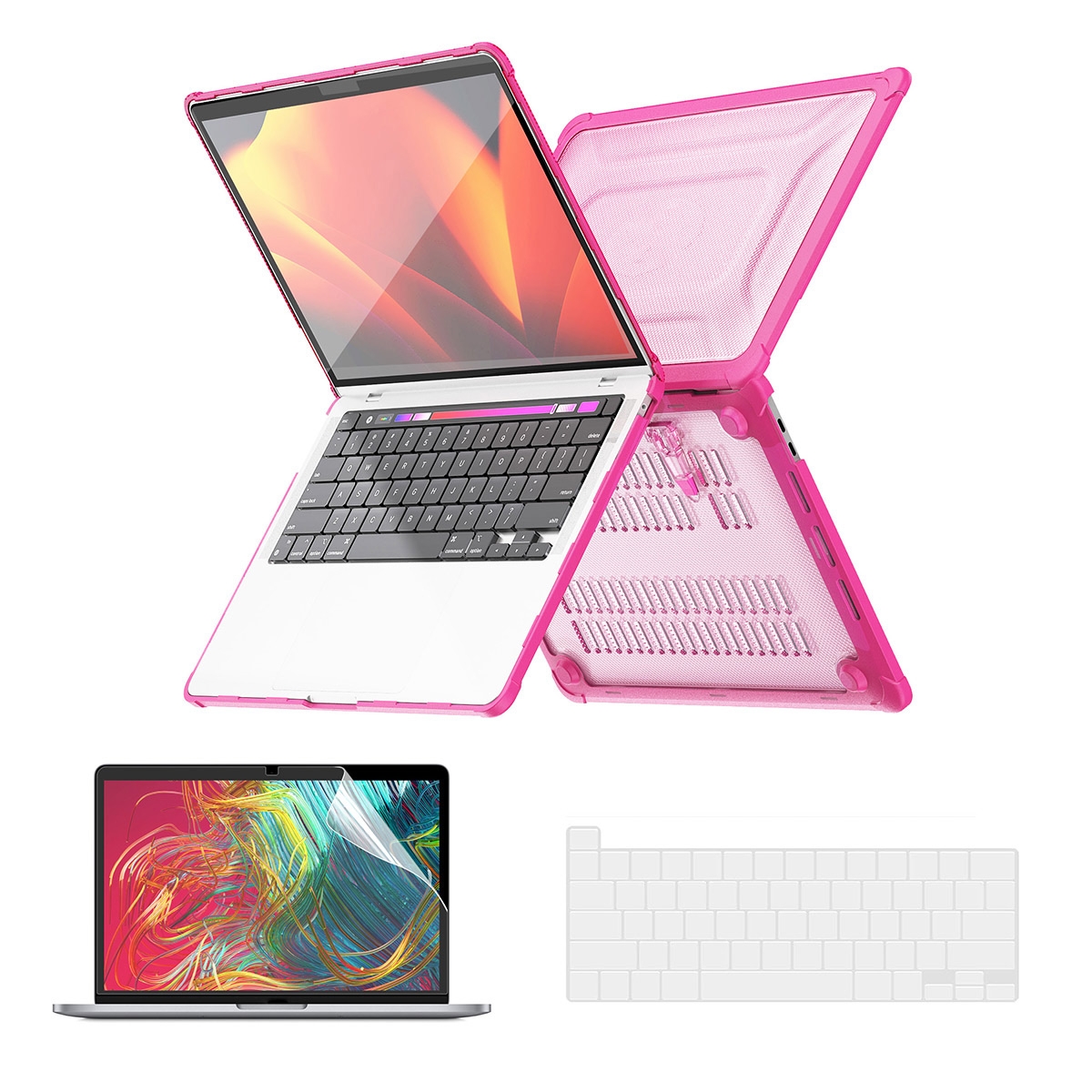 For MacBook Pro 13.3 A2251/A2289/A2338 ENKAY Hat-Prince 3 in 1 Protective Bracket Case Cover Hard Shell with TPU Keyboard Film / PET Screen Protector, Version:US(Pink) For MacBook Pro 13.3 A2251/A2289/A2338 ENKAY Hat-Prince 3 in 1 Protective Bracket Case Cover Hard Shell with TPU Keyboard Film / PET Screen Protector, Version:US(Pink)