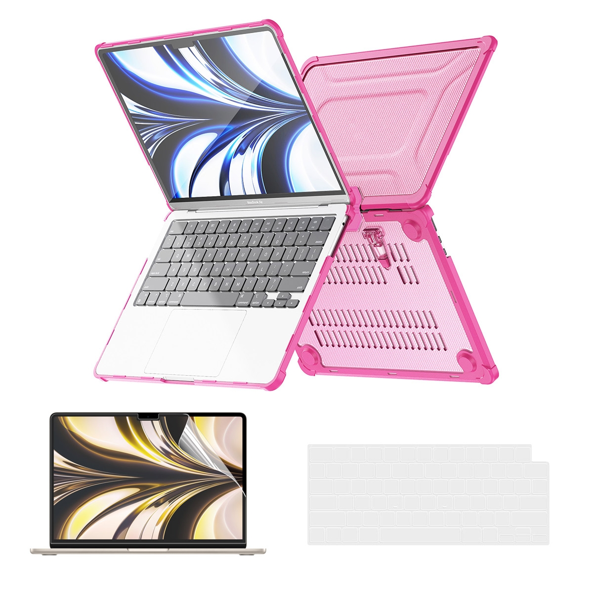 For MacBook Air 13.6 A2681 ENKAY Hat-Prince 3 in 1 Protective Bracket Case Cover Hard Shell with TPU Keyboard Film / PET Screen Protector, Version:US(Pink) For MacBook Air 13.6 A2681 ENKAY Hat-Prince 3 in 1 Protective Bracket Case Cover Hard Shell with TPU Keyboard Film / PET Screen Protector, Version:US(Pink)