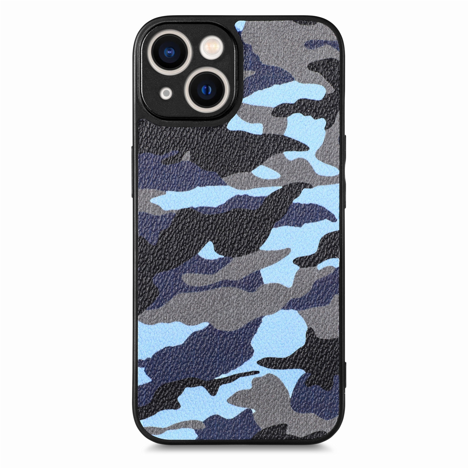 For iPhone 15 Pro Retro Camouflage Leather Back Phone Case(Blue) For iPhone 15 Pro Retro Camouflage Leather Back Phone Case(Blue)