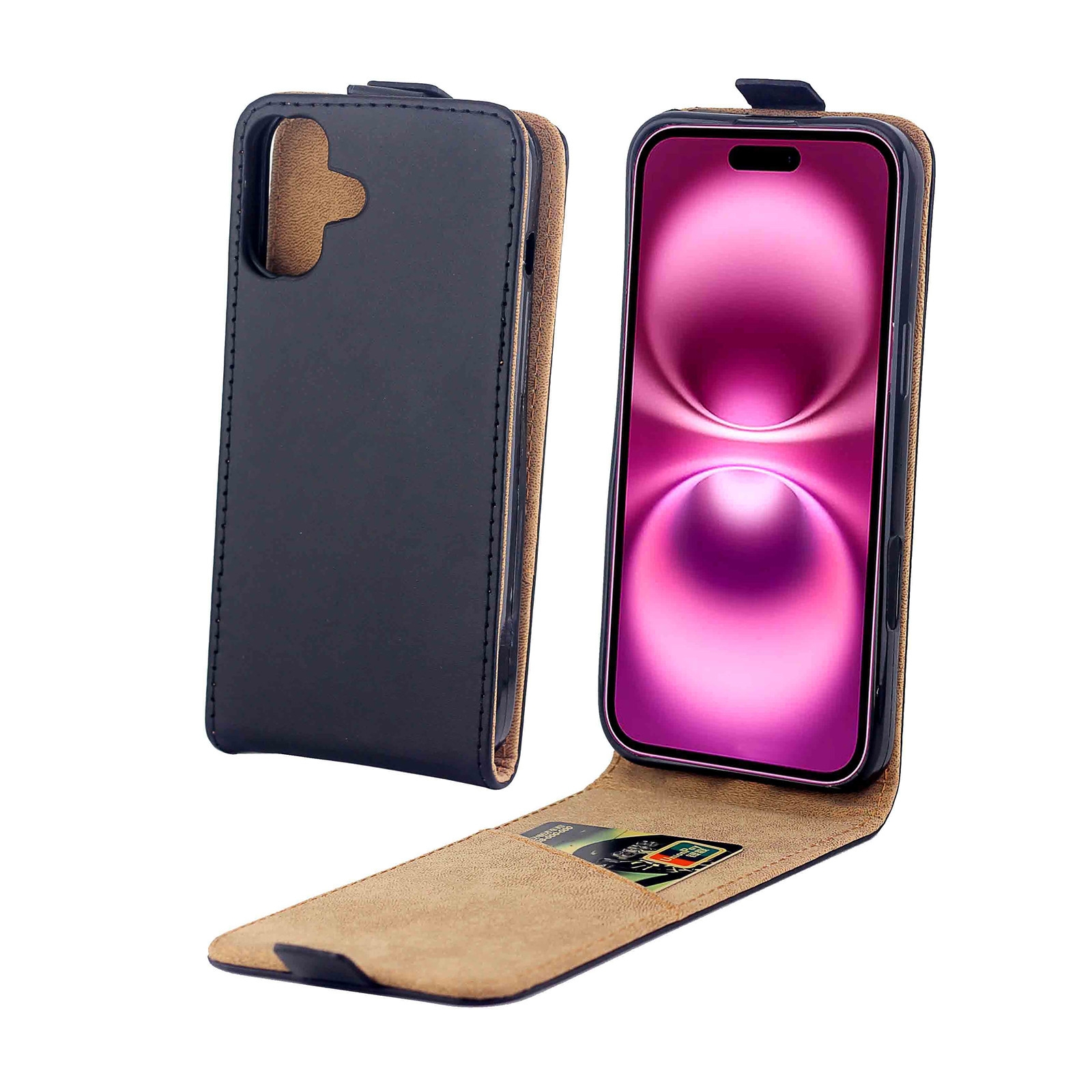 For iPhone 16 Plus Vertical Flip Leather Phone Case with Card Slot(Black) For iPhone 16 Plus Vertical Flip Leather Phone Case with Card Slot(Black)