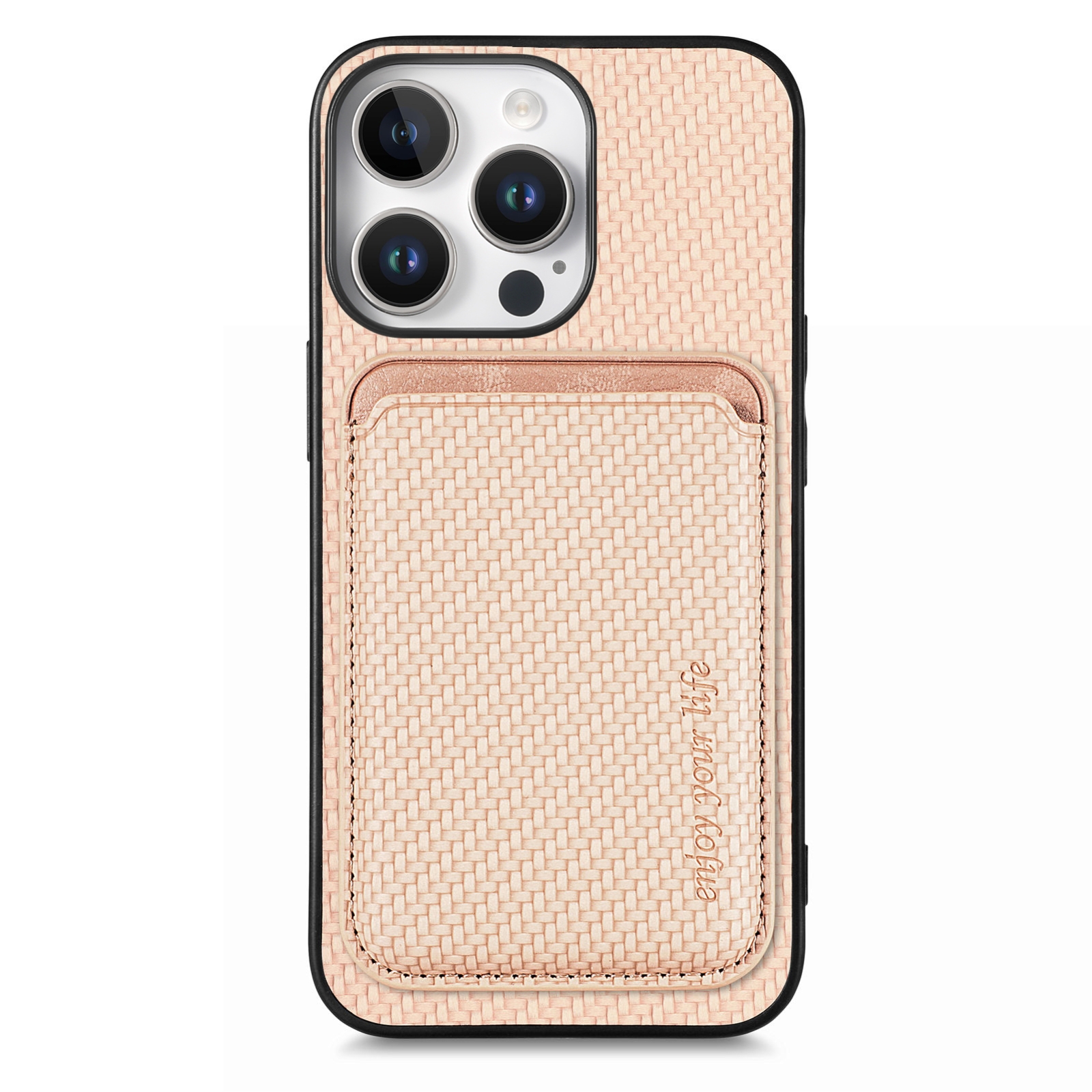 For iPhone 16 Pro Carbon Fiber Leather Card Magsafe Phone Case(Khaki) For iPhone 16 Pro Carbon Fiber Leather Card Magsafe Phone Case(Khaki)