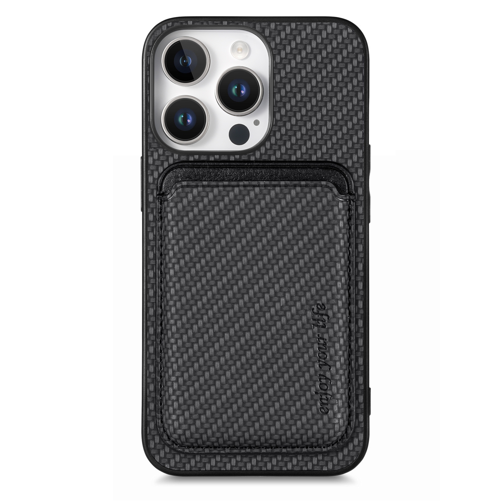 For iPhone 16 Pro Max Carbon Fiber Leather Card Magsafe Phone Case(Black) For iPhone 16 Pro Max Carbon Fiber Leather Card Magsafe Phone Case(Black)