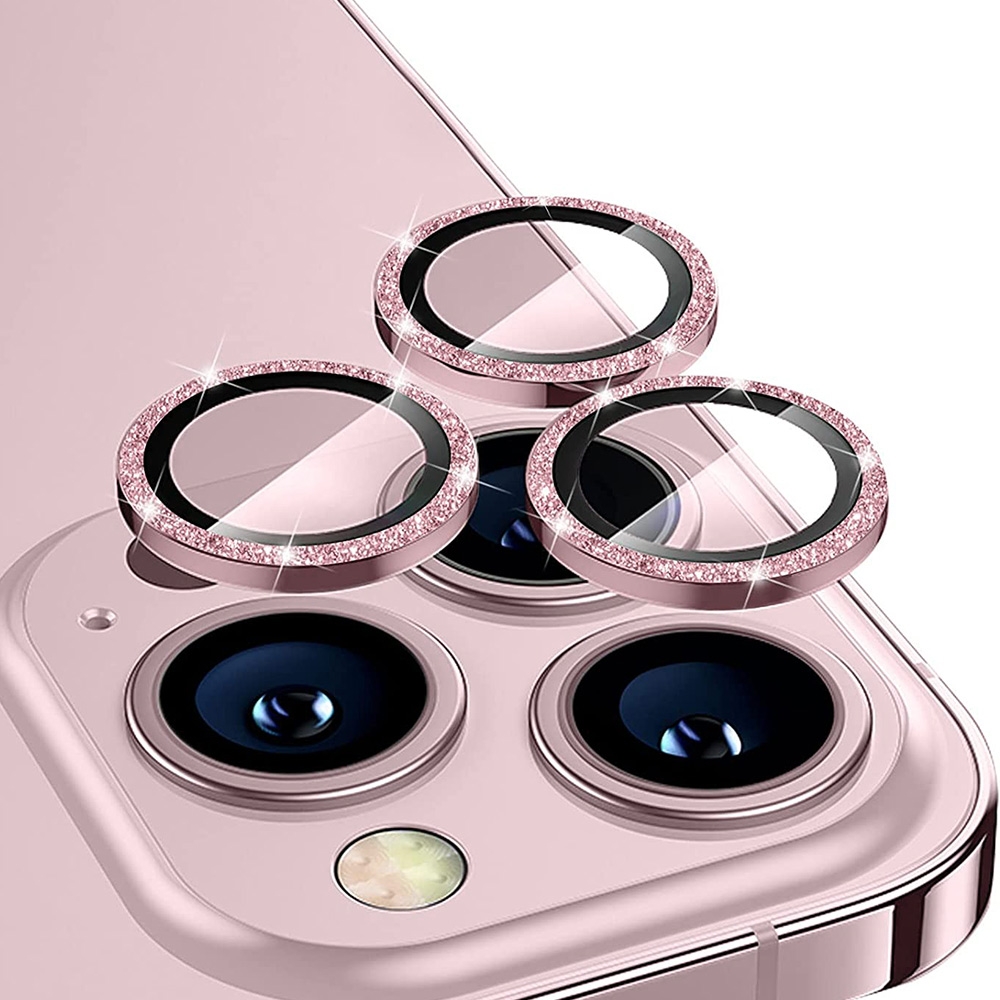 For iPhone 15 Pro / 15 Pro Max ENKAY Hat-Prince Glitter Rear Lens Aluminium Alloy Tempered Glass Film(Pink)