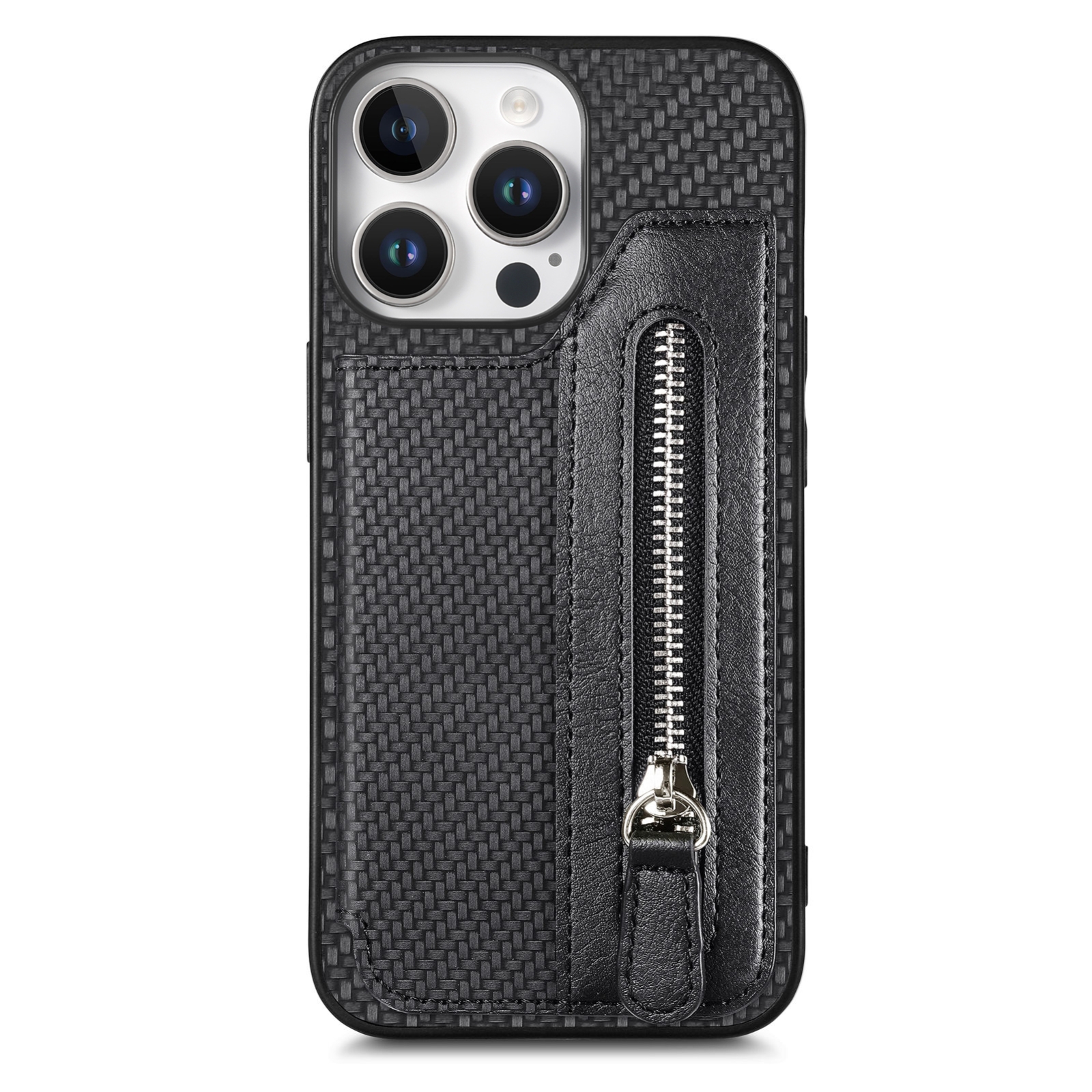 For iPhone 16 Pro Max Carbon Fiber Horizontal Flip Zipper Wallet Phone Case(Black) For iPhone 16 Pro Max Carbon Fiber Horizontal Flip Zipper Wallet Phone Case(Black)